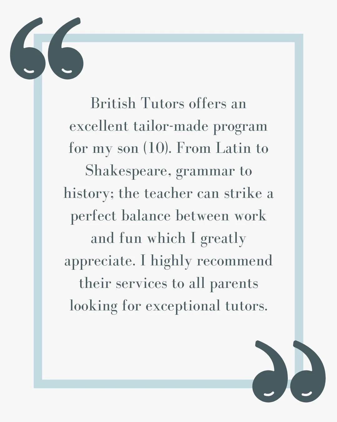 This is an old client testimonial, but one we have held onto closely as it captures what is important to us - making work fun as well as academically advancing.
Let us make a tailor-made program for your child and start them on their pathway to succ