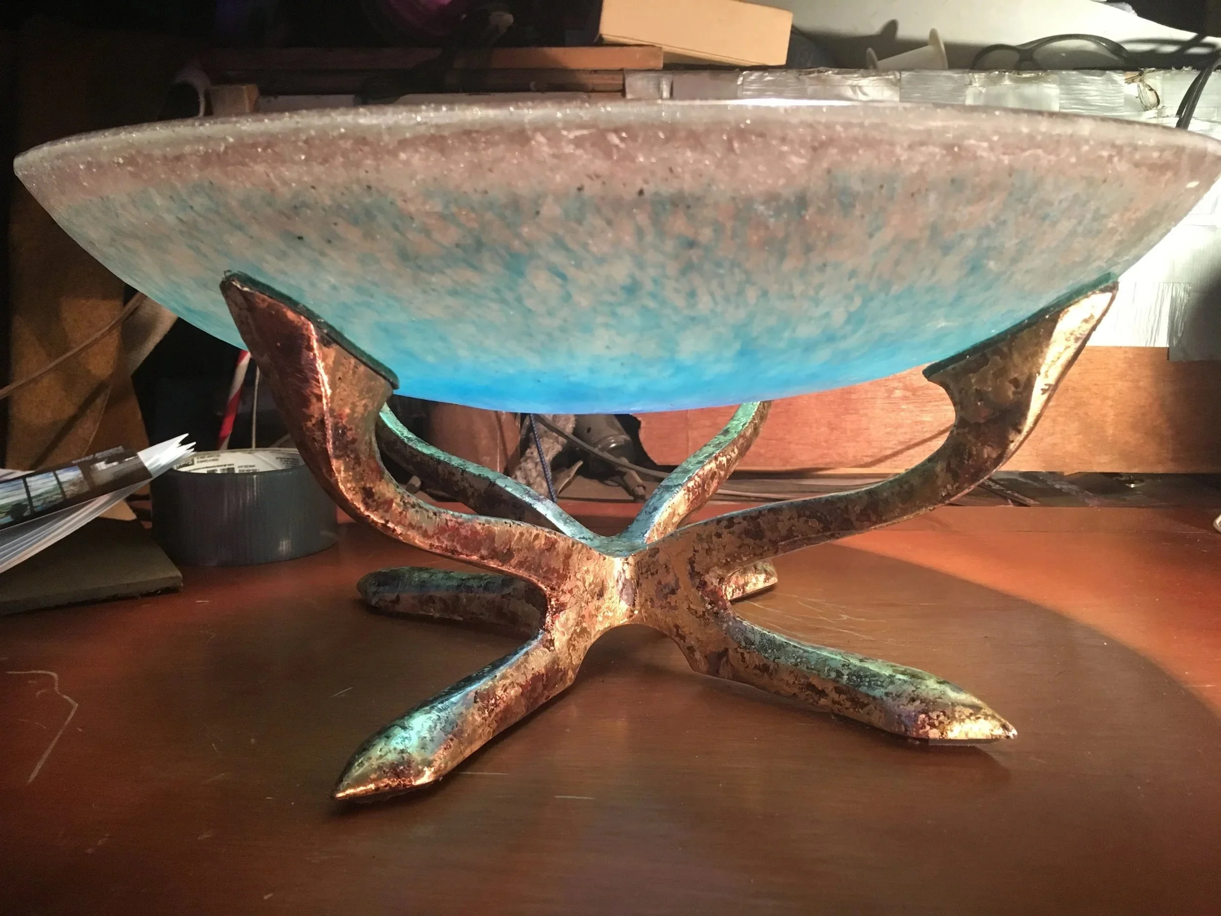 Centerpieces, 1998-2013,  fusion cast in mold, welded bronze on steel base.  Click on image for details.  New centerpieces now being made again after 12 years.