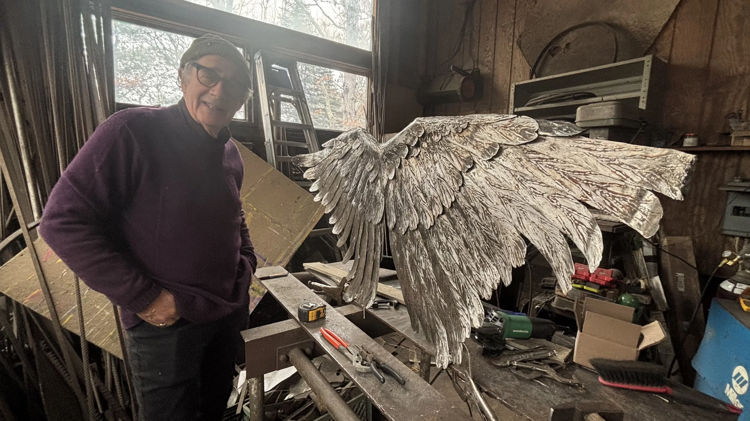 Marie's wings, forged and welded stainless steel, 60" wingspan