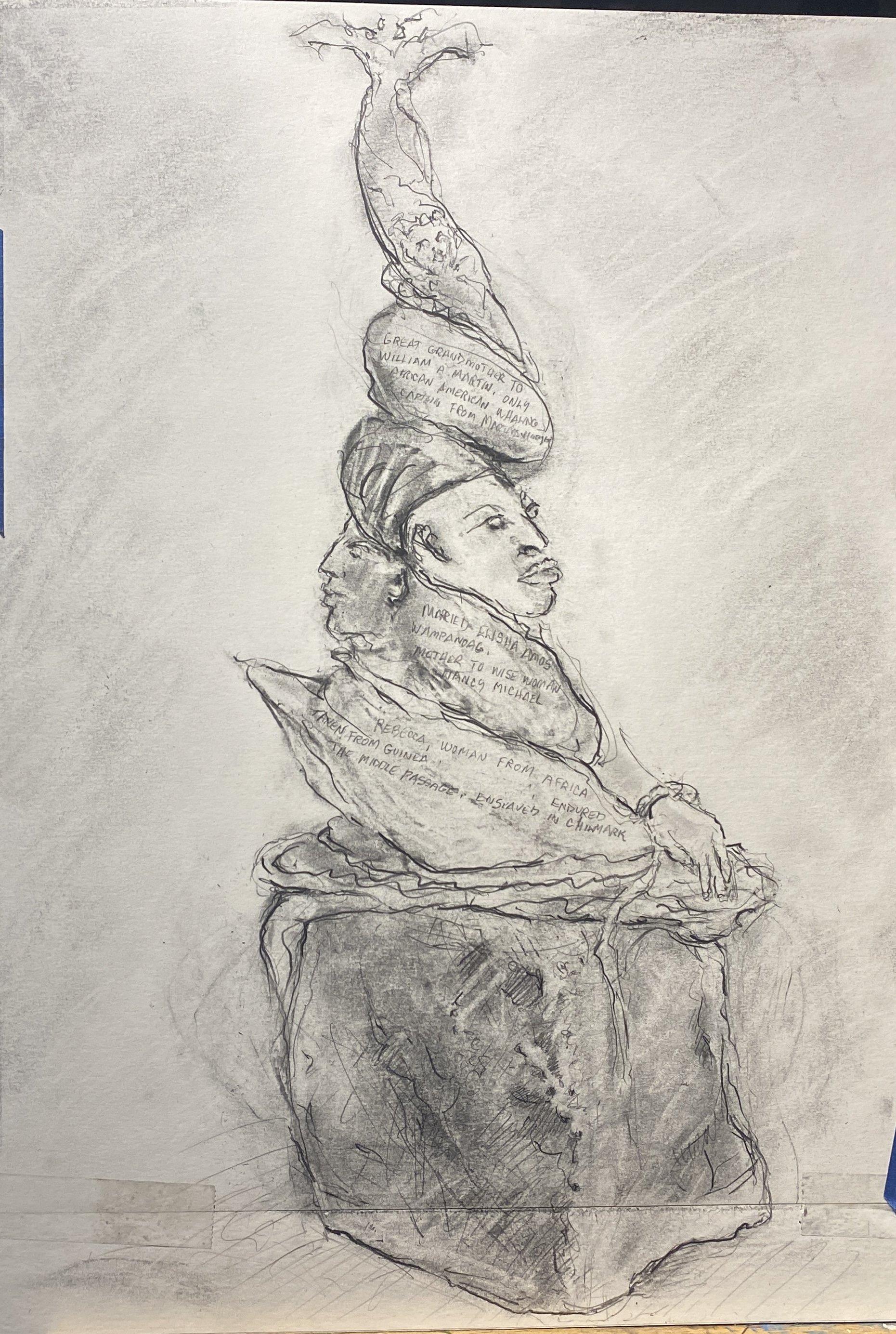Rebecca Woman From Africa, charcoal on paper