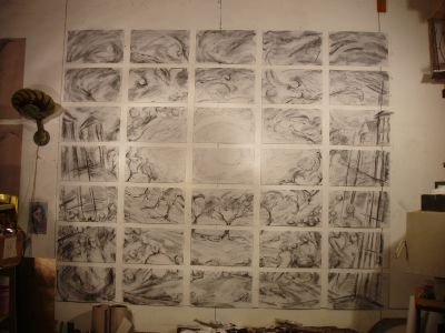 These are the half scale drawings for the Spiritual Center at Maple Grove in Queens, New York City that are going to be built into fused stained glass windows measuring 14" x 16.5'