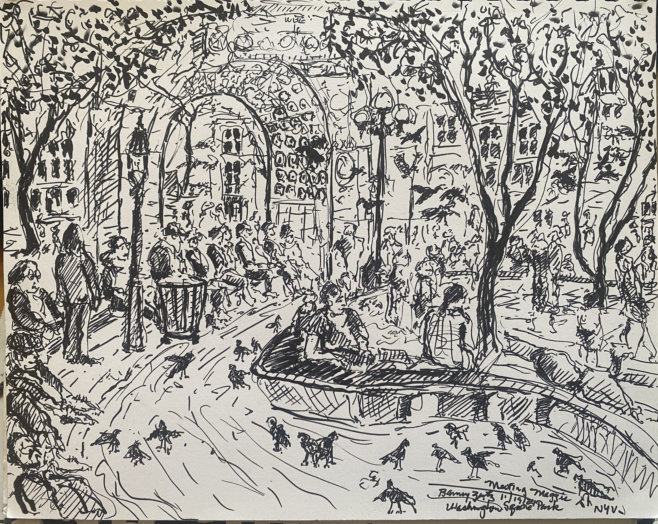Ink on Paper Washington Square Park, NY,
8.5" x 11"