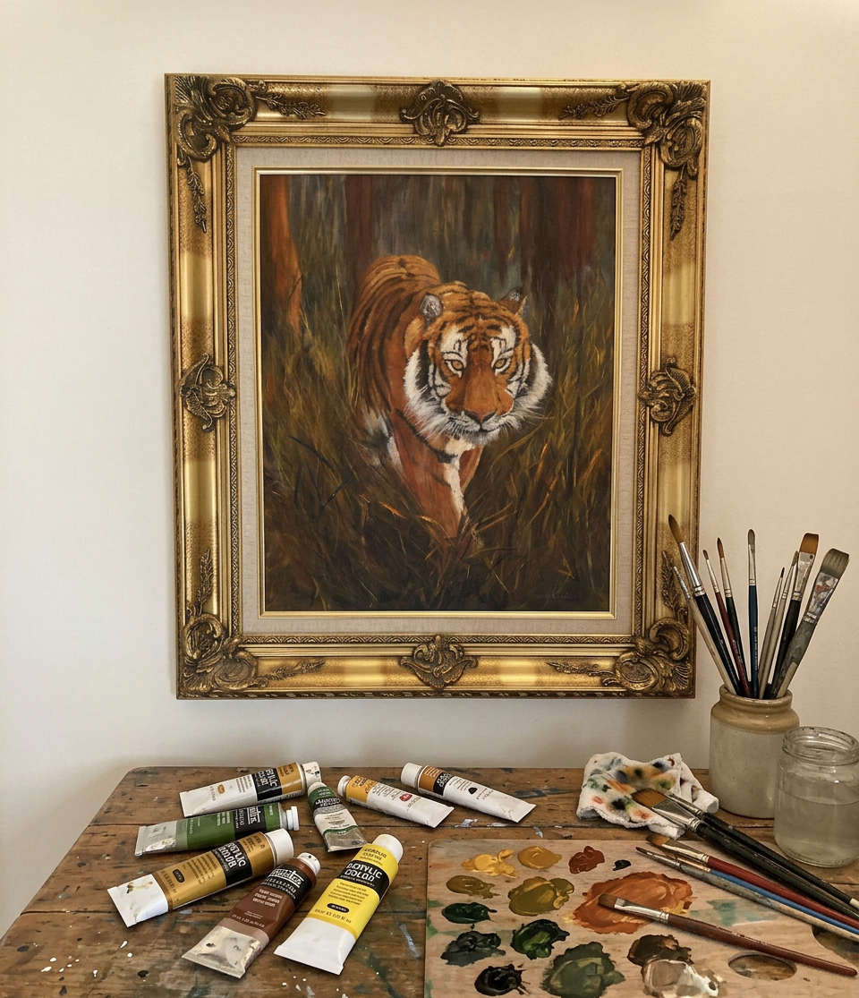 Working on still life in Acrylic 