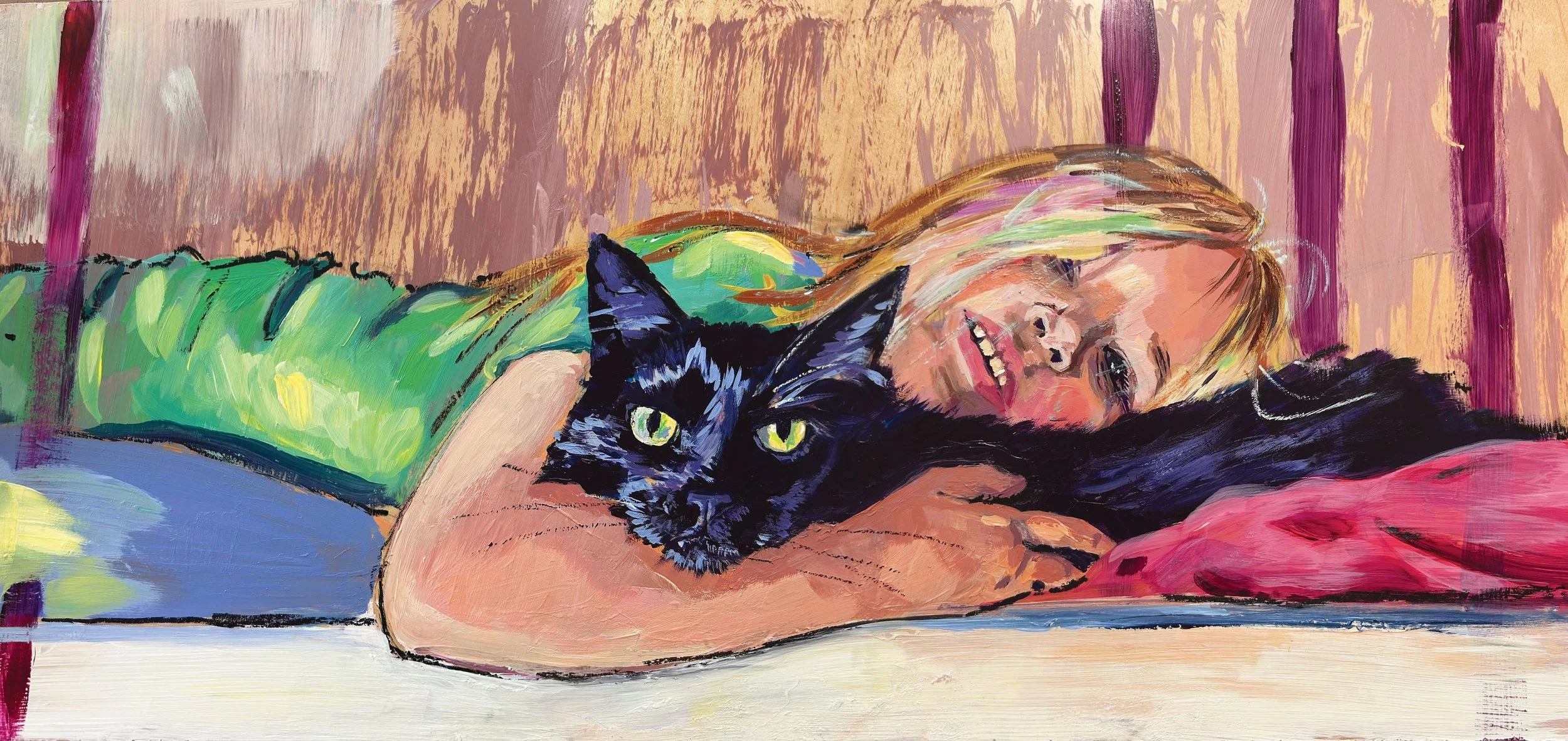 "I Can't Get Up," acrylic paint on paper, 12 x 12 inches