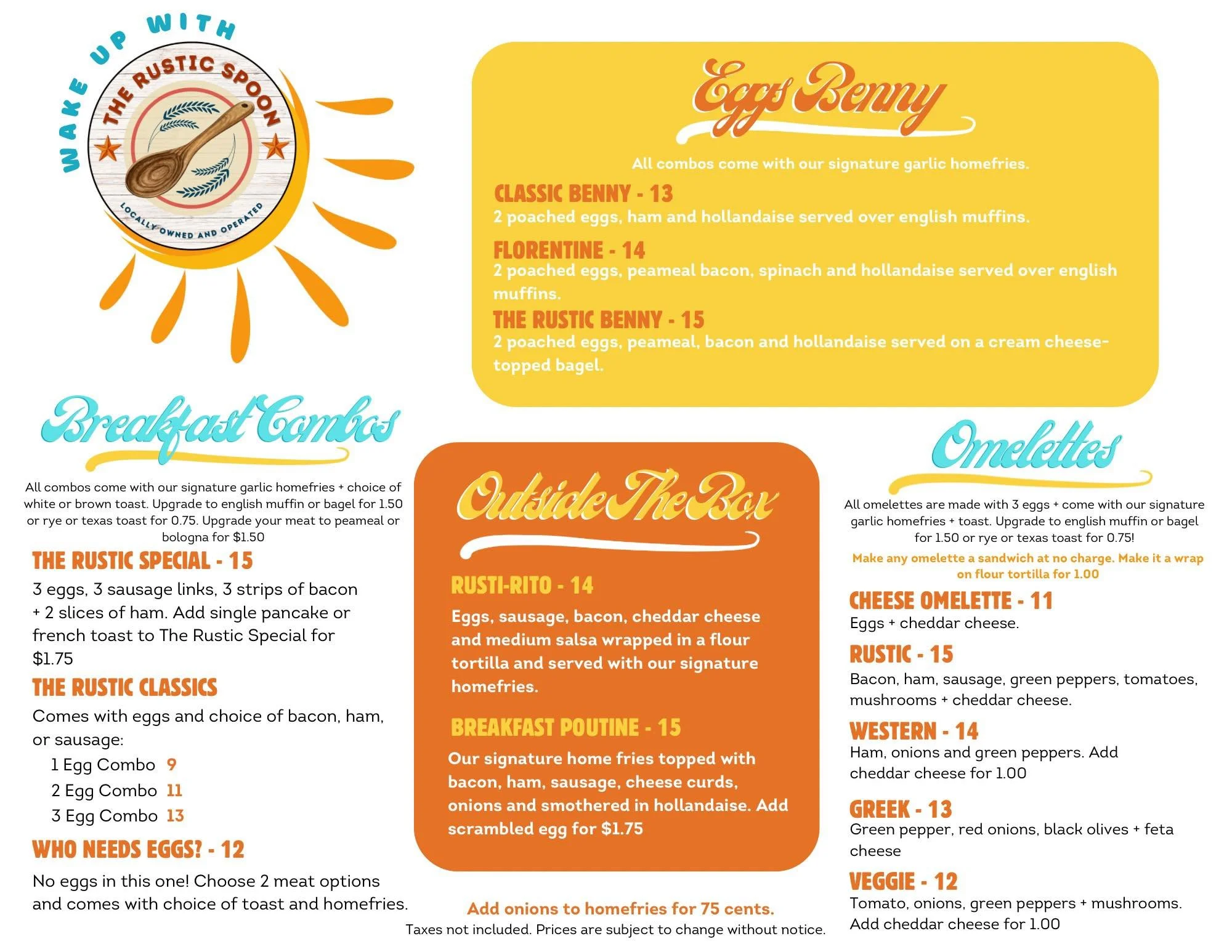 Breakfast Menu — The Rustic Spoon