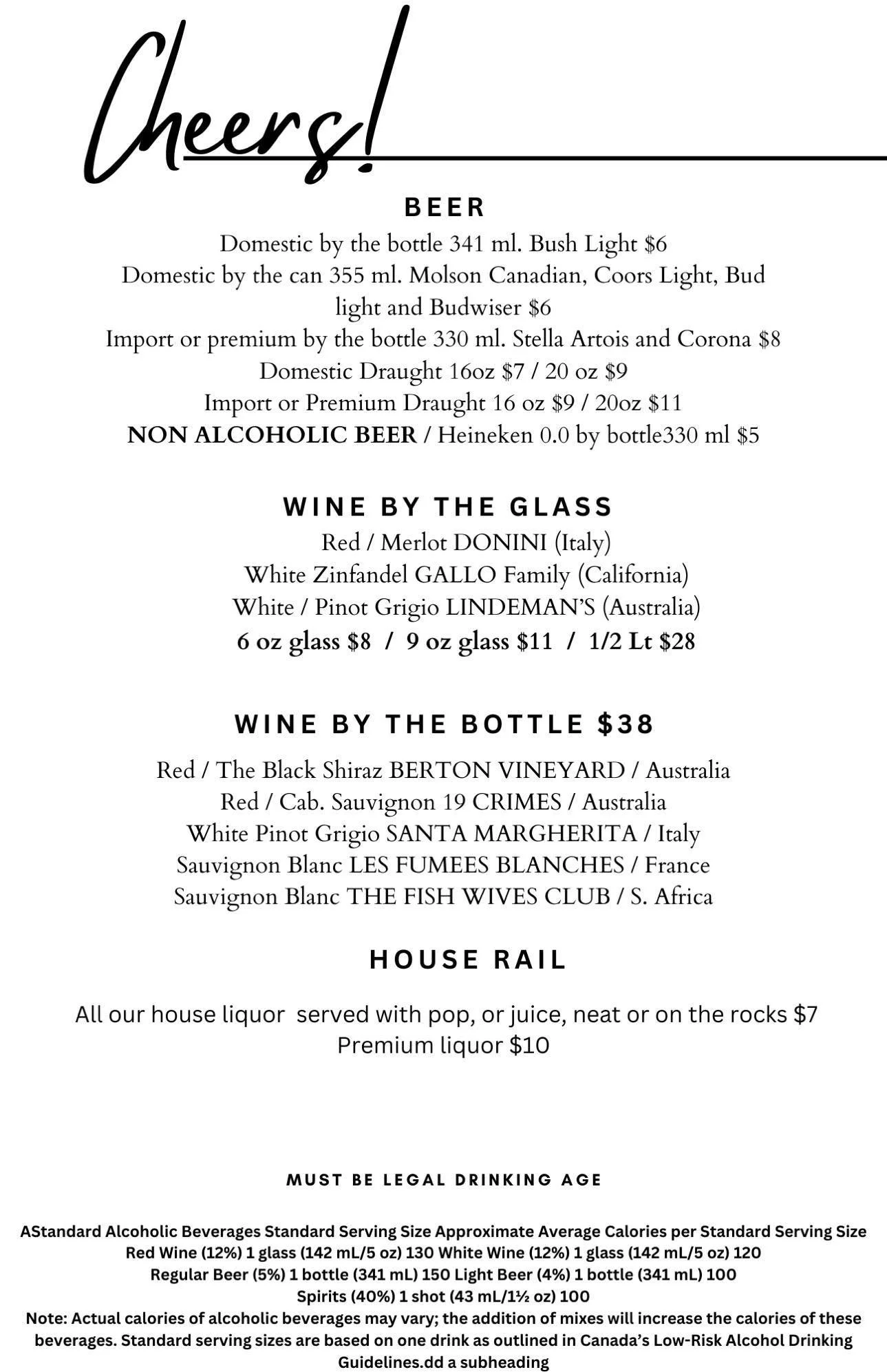 Drink Menu — The Rustic Spoon