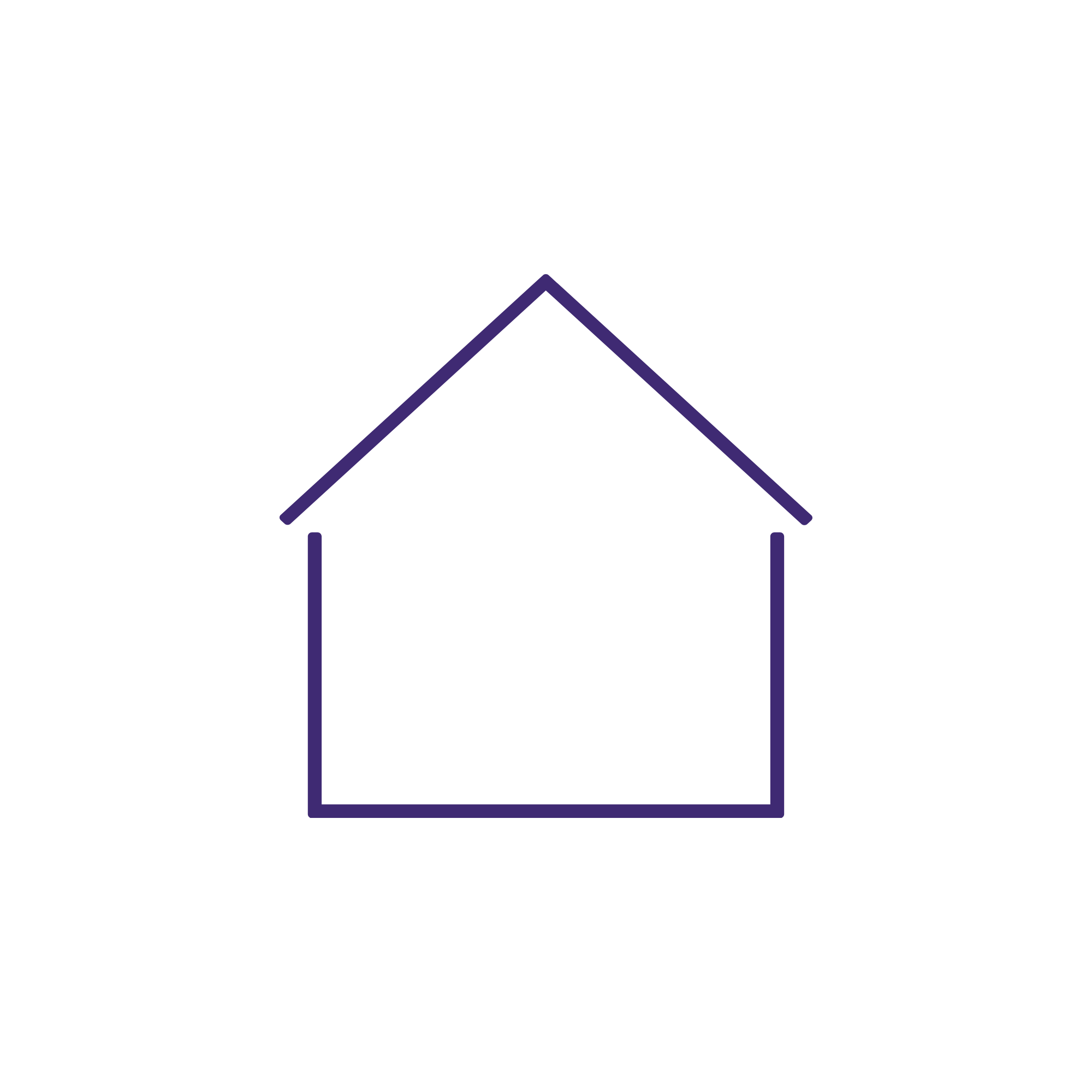 Black background with a purple outline arrow pointing upward, connected by purple lines to two smaller arrows pointing downward.