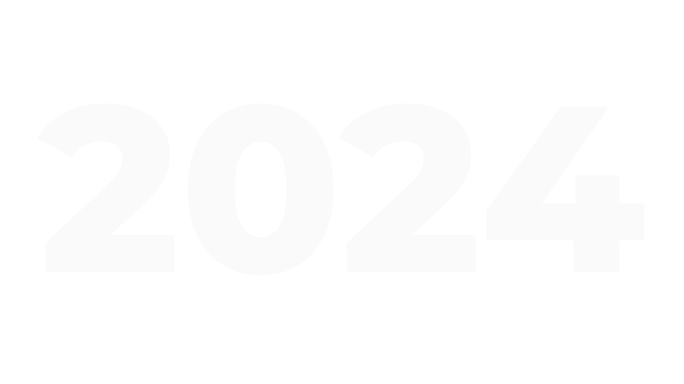 White text displaying the year 2024 on a black background.