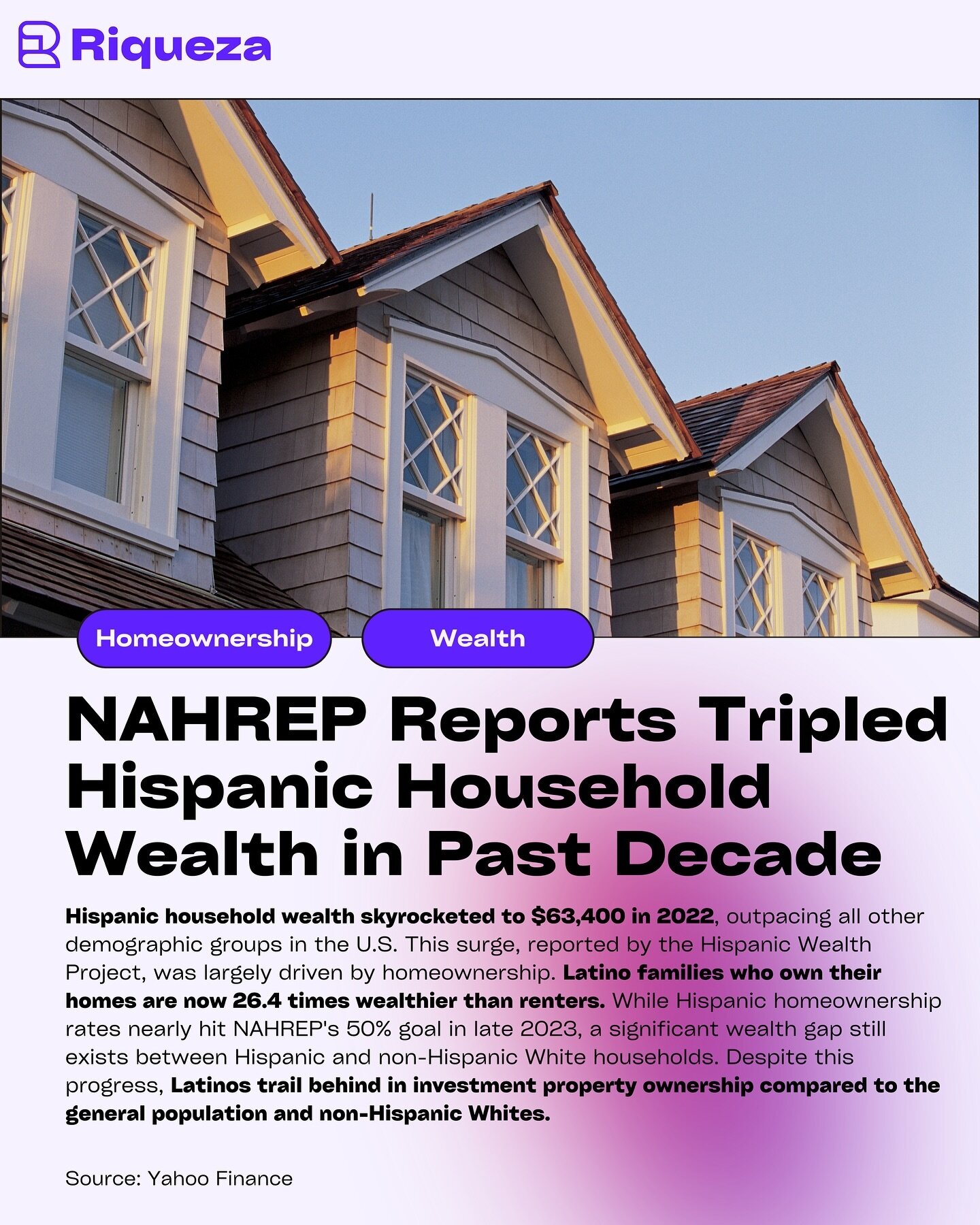 Hola Besties! Guess what? NAHREP just dropped some big news: Hispanic household wealth has tripled to $63,400 in 2022! 

🚀 Homeownership played a huge role, making Latino homeowners 26.4 times wealthier than renters. We&rsquo;re almost at NAHREP&rsq