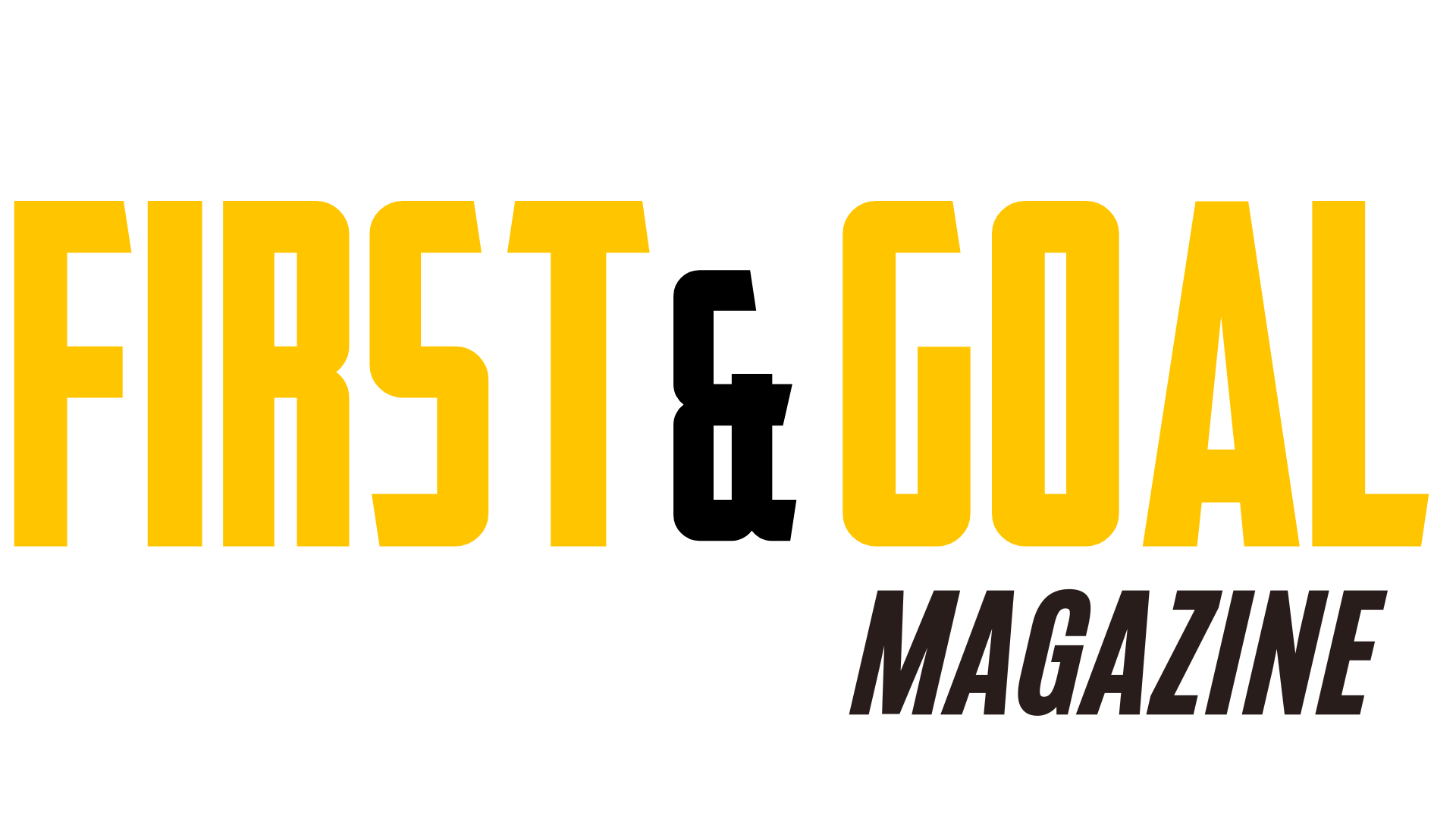 Logo for First Coast Magazine with bold yellow text and black background.