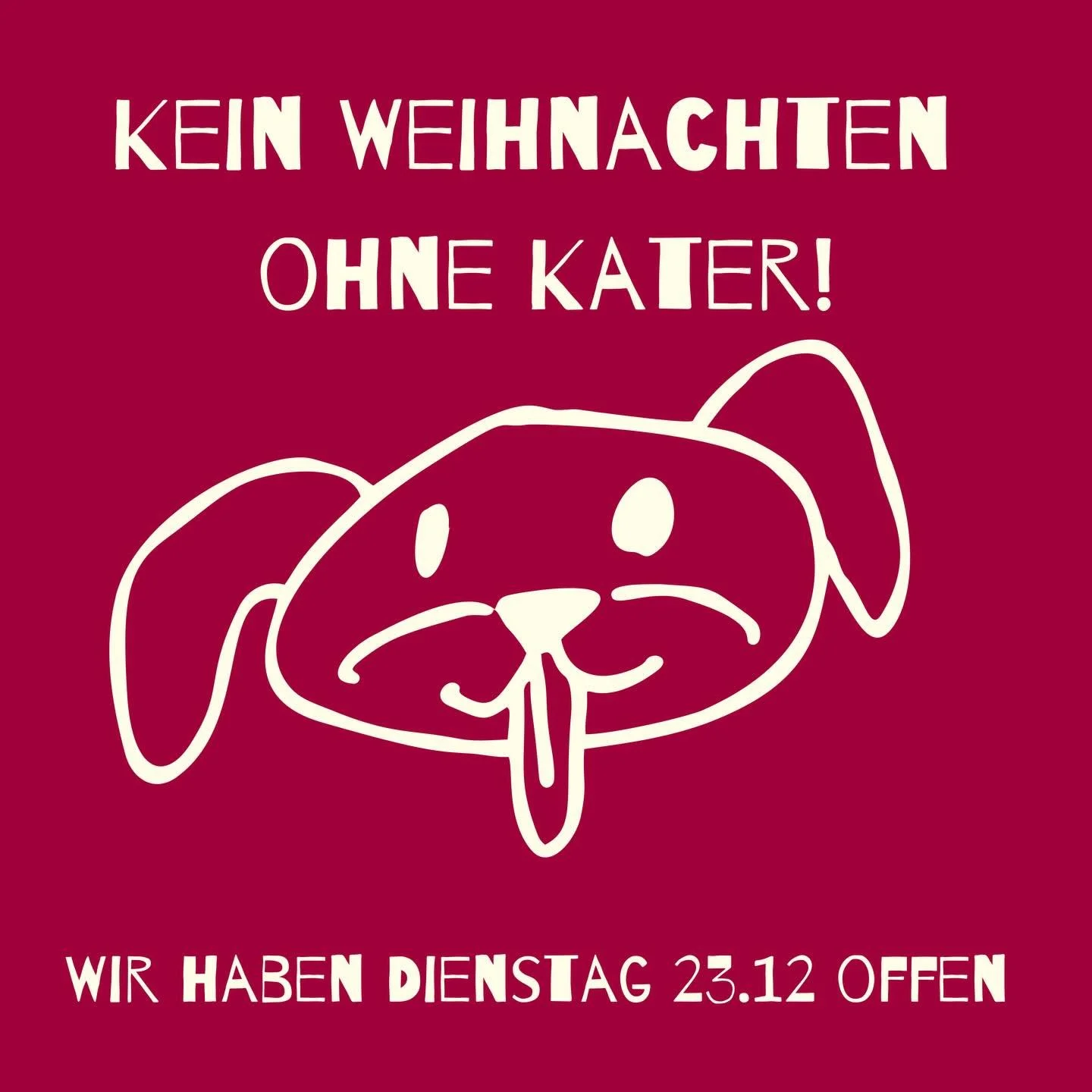 ✨ &Ouml;ffnungszeiten rund um die Feiertage ✨

Am Dienstag, den 23.12., haben wir von 18&ndash;23 Uhr nochmal f&uuml;r euch ge&ouml;ffnet,
bevor wir am 24., 25. &amp; 26.12. die Schotten dicht machen und ein bisschen Familienzeit genie&szlig;en. ❤️🎄