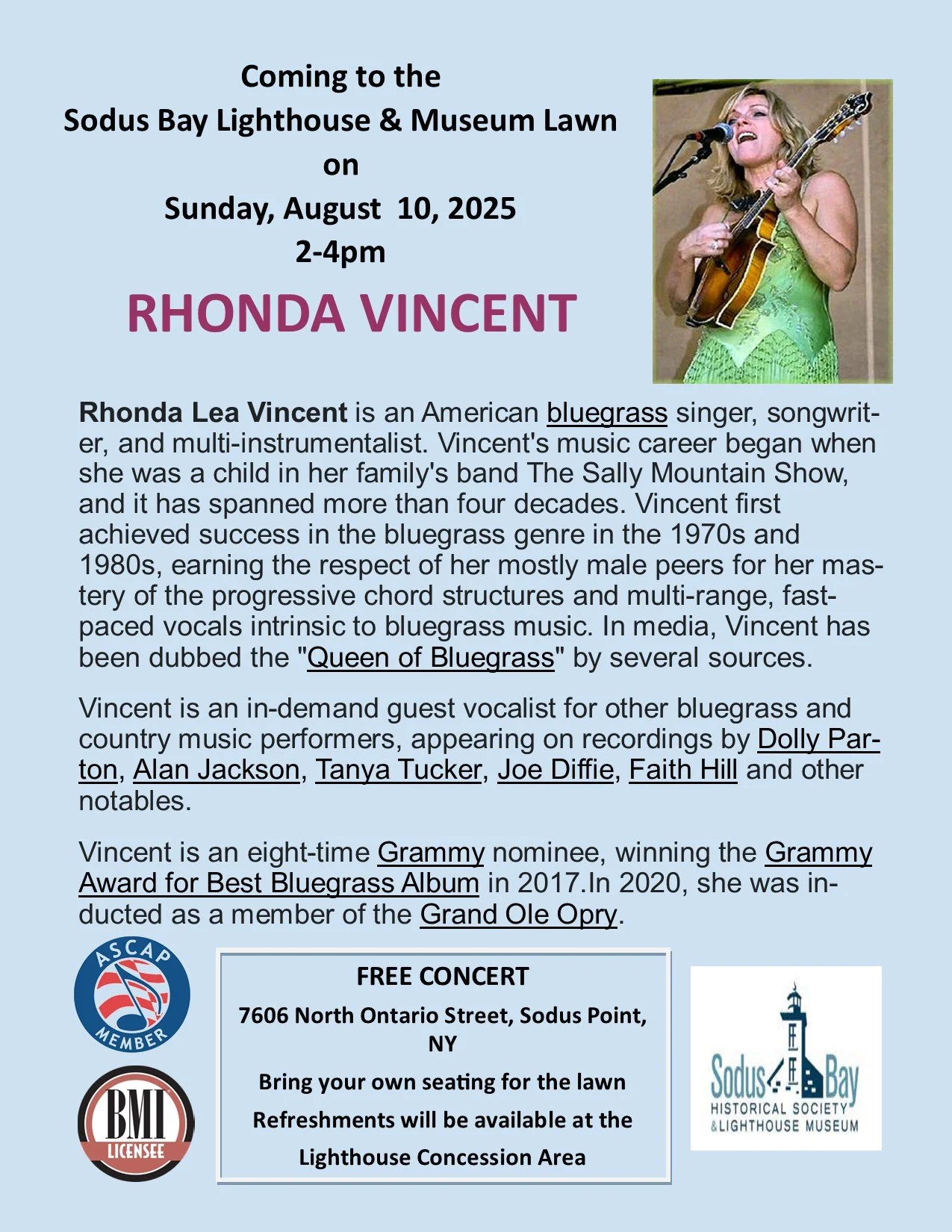 Rhonda Vincent Lighthouse Concert Series