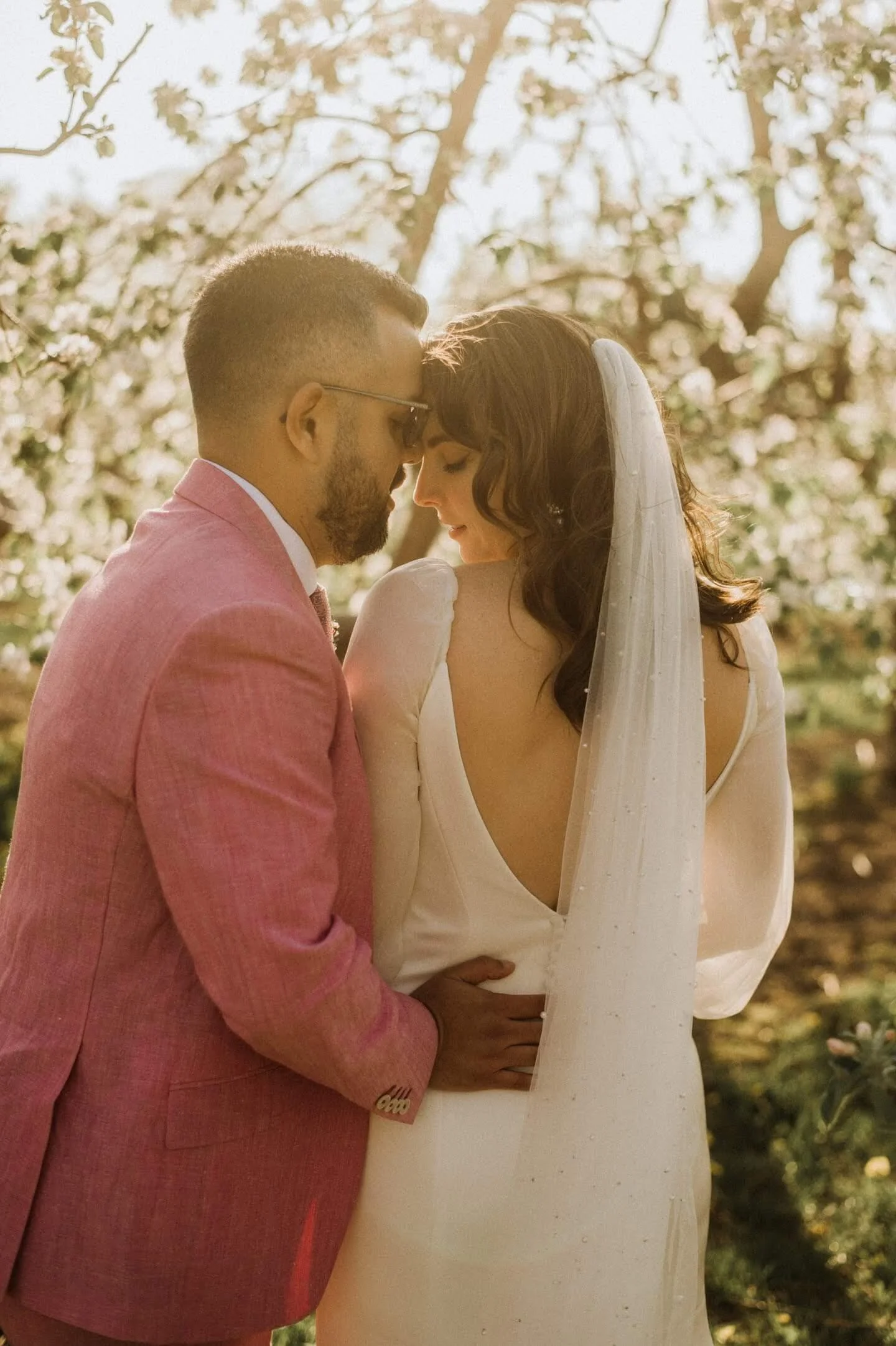 couple-mariés-sous-les-pommiers-en-fleurs