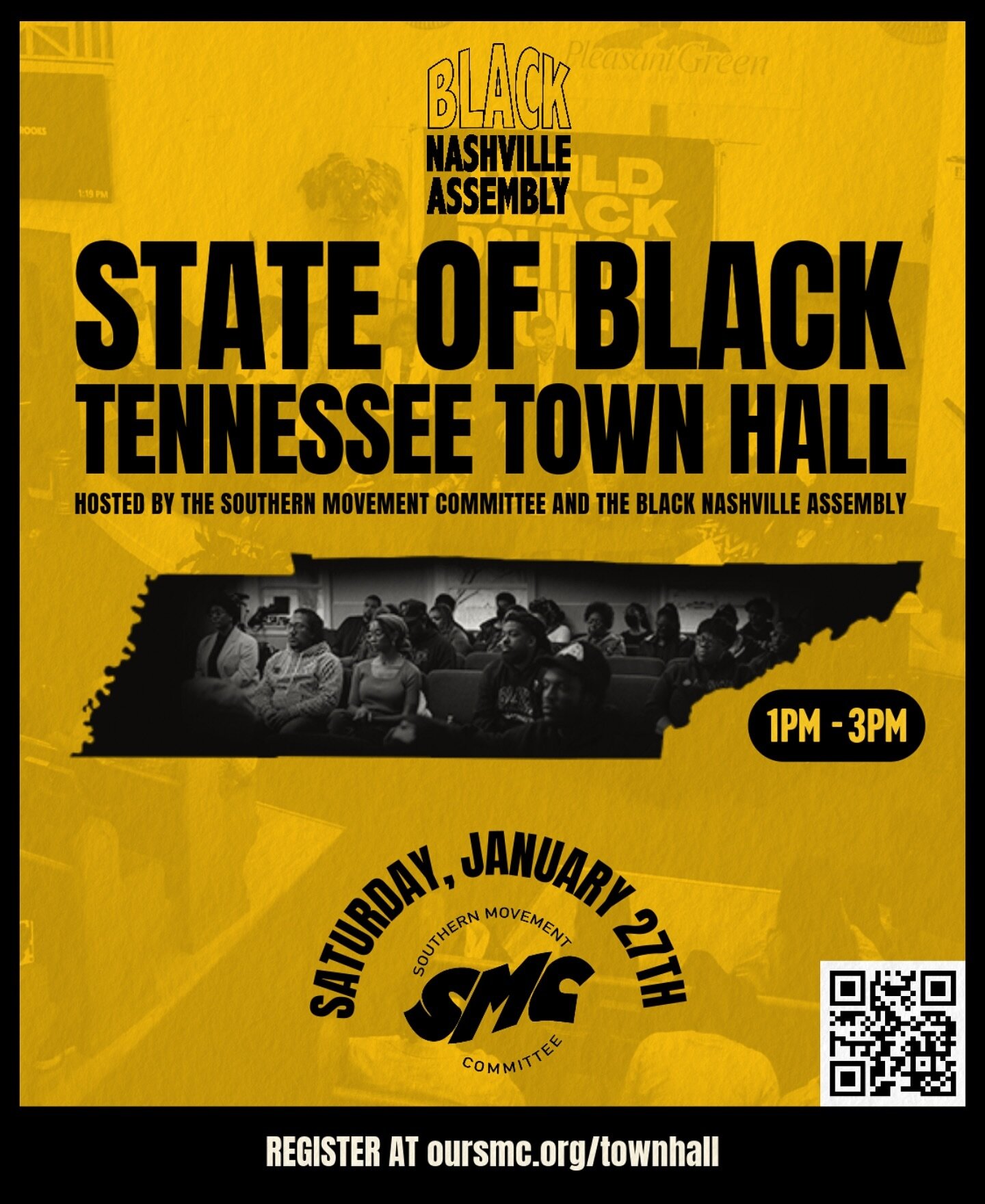 We going statewide this January. Start 2024 off right. RSVP at oursmc.org/townhall for the State of Black Tennessee. 

All Tennessee invited!