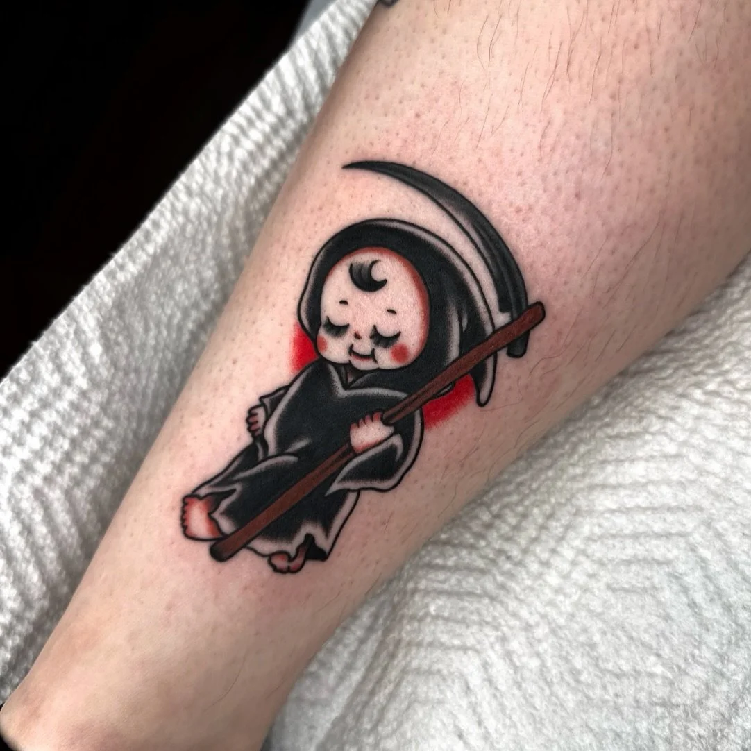 Little Kewpie reaper for Andy 💀🪦
.
.
.
#femaletattooartist #ladytattooers #georgiatattooartist #northgeorgiatattooartists #romegatattooartist #romegatattoo #downtownromega #romega #calhounga #kennesaw #atlantatattooartist