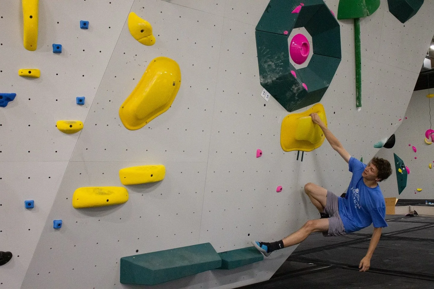 V? Mystery Boulder grade reveal! 
The graph represents what the community thought about the grade of this yellow coordination boulder. We loved reading all the responses! 

The setters felt this climb defied traditional V grades, although they agree 