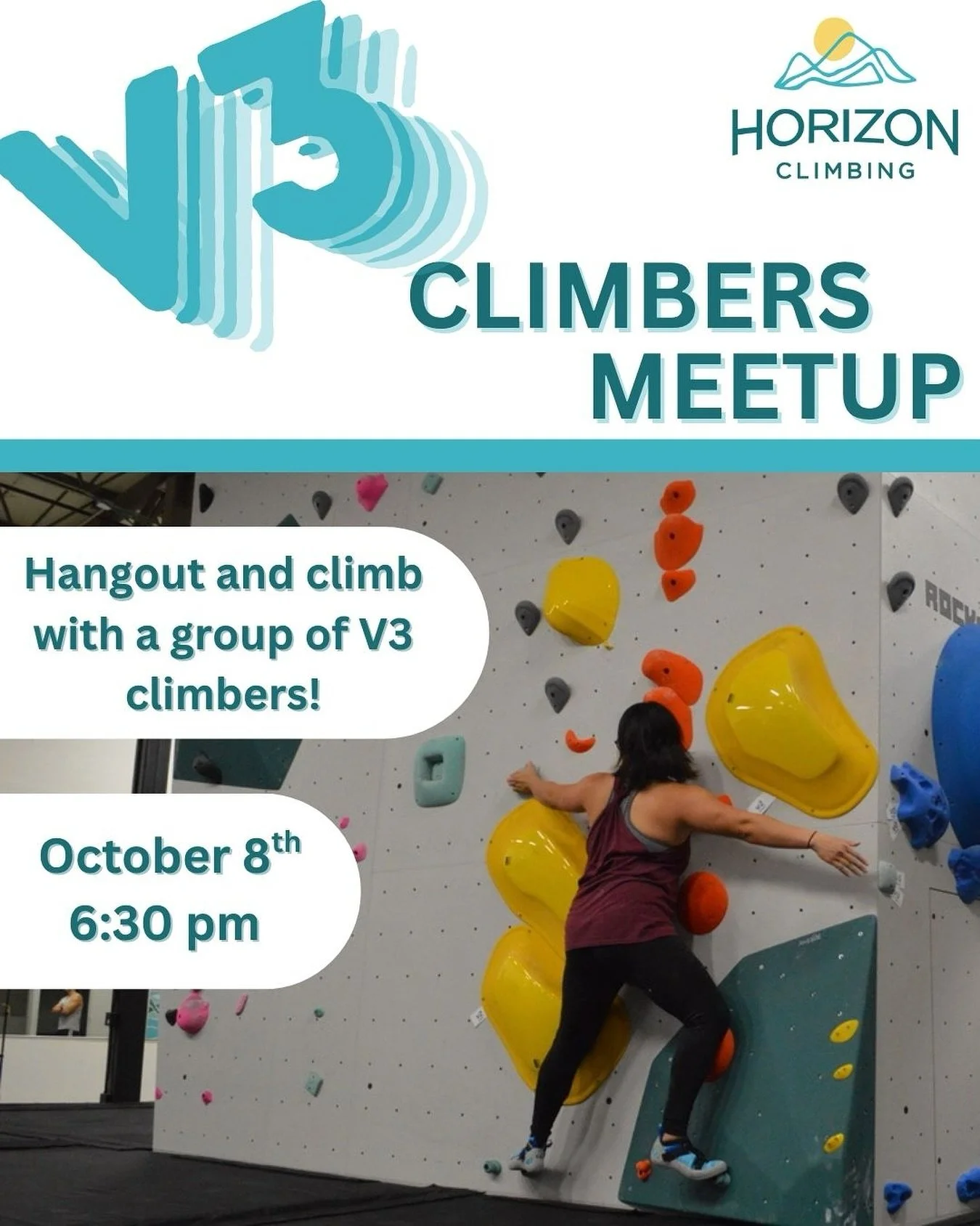 Come meet new people, hangout, and climb with other V3 crushers!! It can be very beneficial for your climbing to work on boulders with others who are at your same level 🧗🏻&zwj;♀️
Come find staff member Olivia after checking in at the front desk!

#