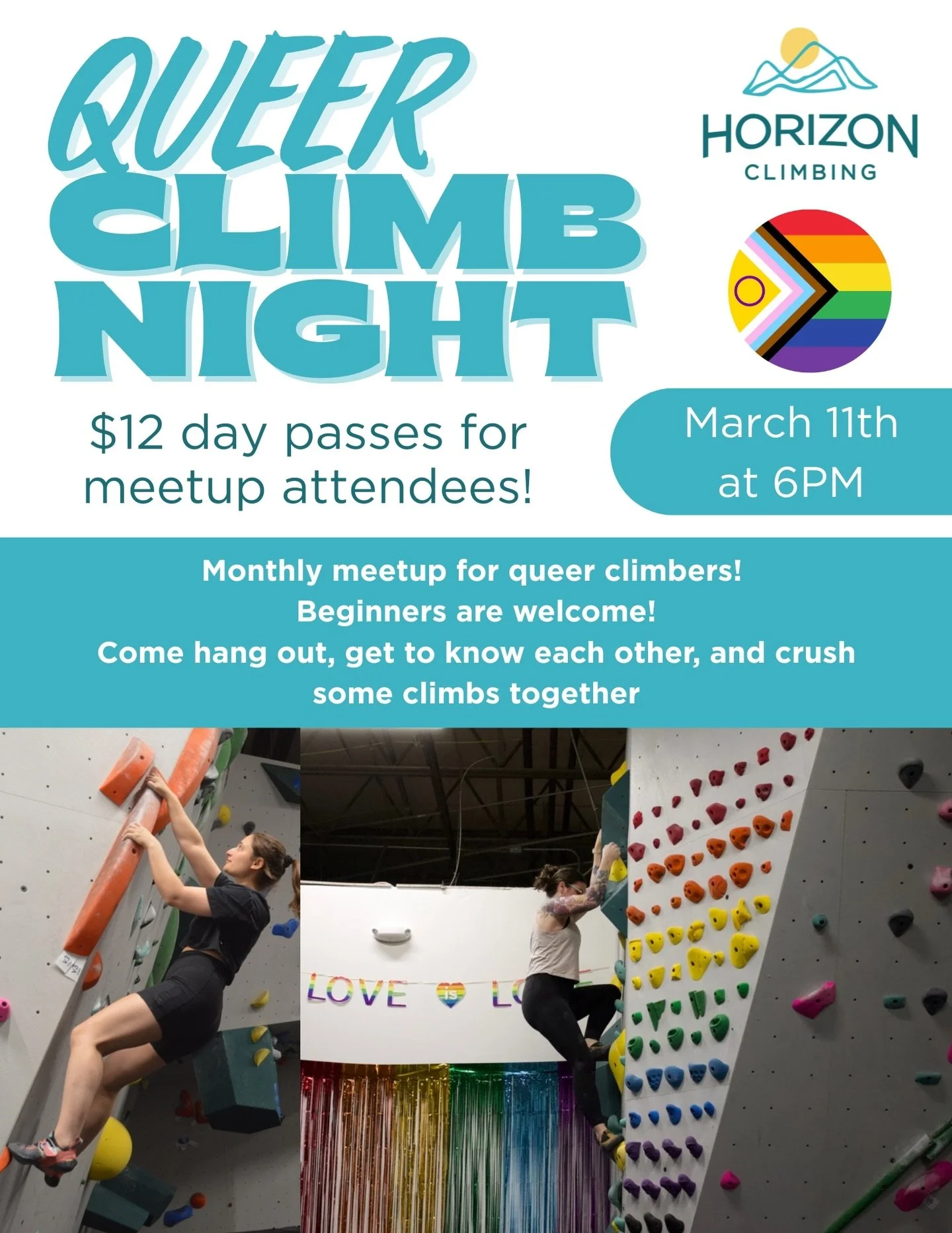 See you on Wednesday, March 11th for our monthly Queer Climb Night! Discounted day passes are available for meetup attendees 🎉

#horizonclimbing #climbing #champaignurbana #champaignillinois #uiuc