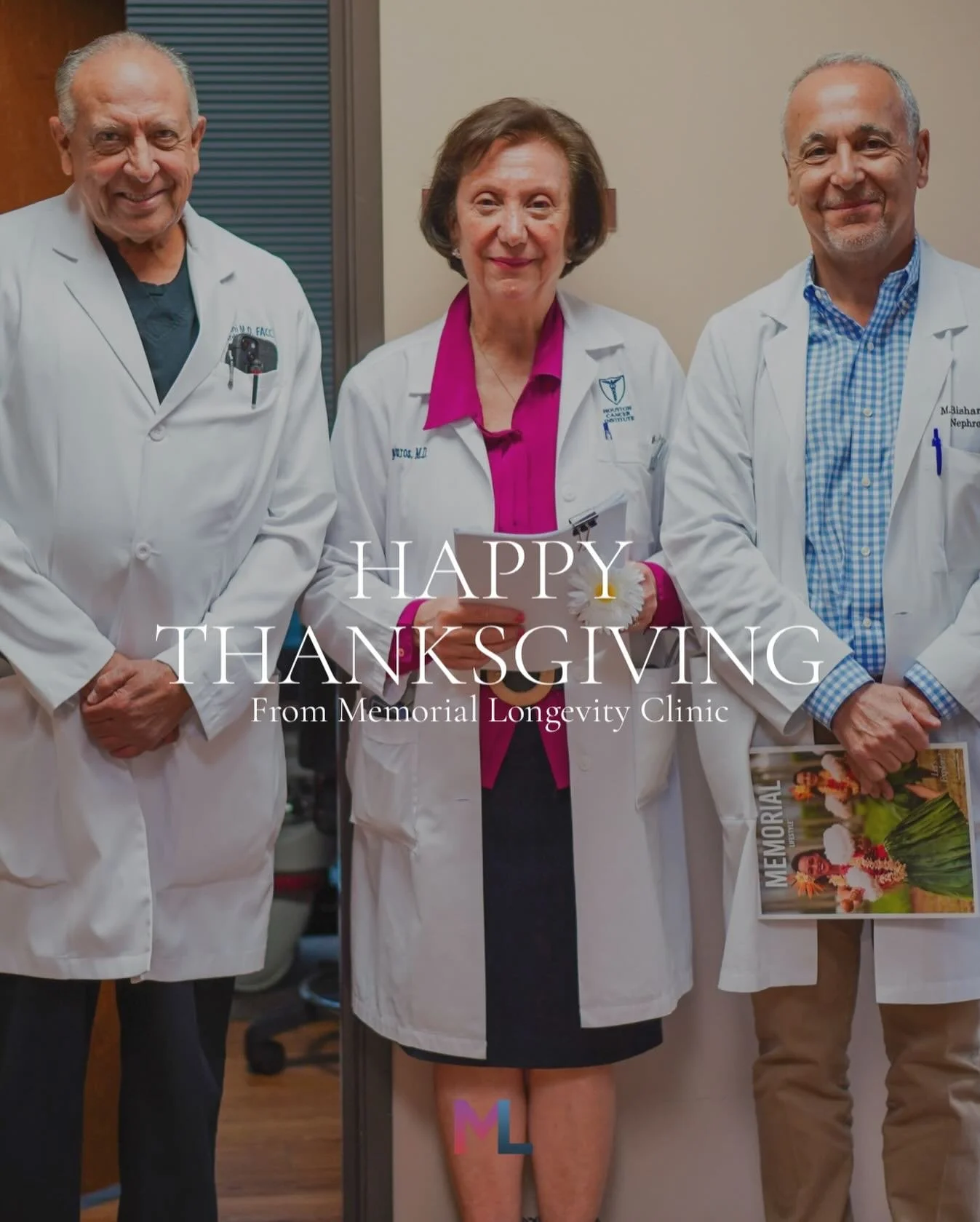 Happy Thanksgiving from Memorial Longevity Clinic! We are grateful for the opportunity to support our patients on their wellness and longevity journeys every day! Thank you for trusting our team with your health. Wishing you and your loved ones a pea
