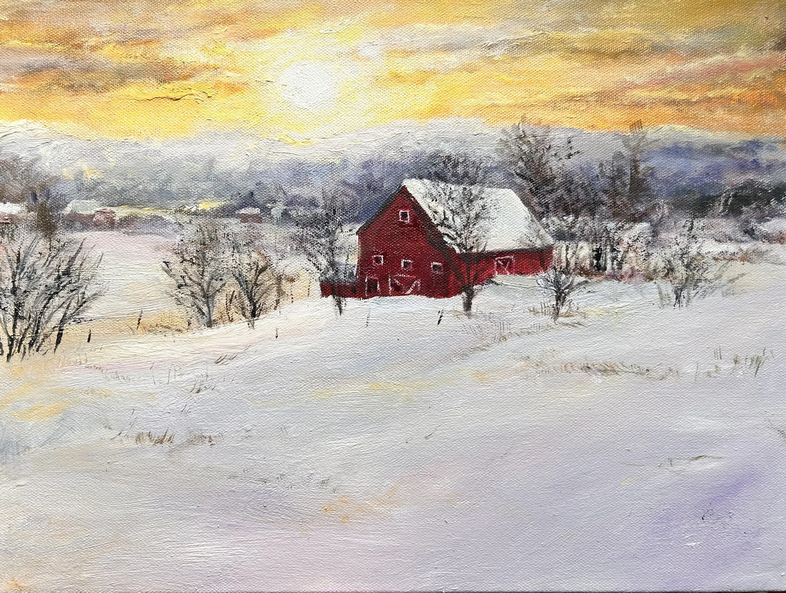 Vermont Sunrise, 12 x 16, Oil on Canvas