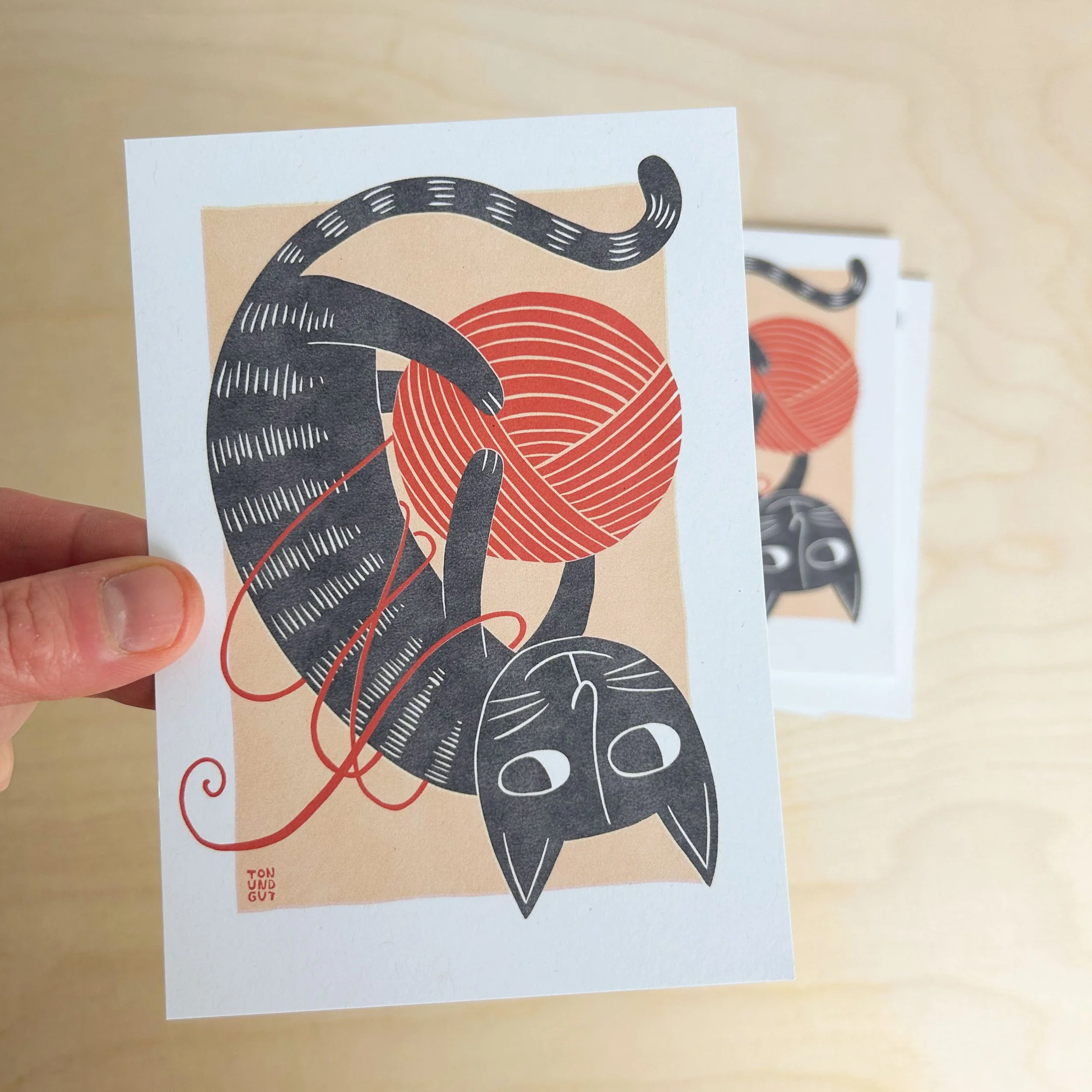 'Woll-Katze' Postkarte