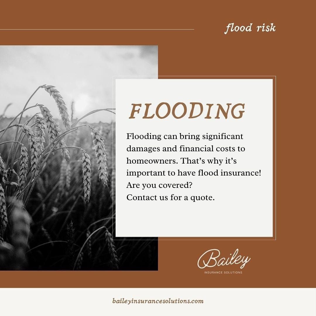 Flooding can bring significant damages and financial costs to homeowners. That&rsquo;s why it&rsquo;s important to have flood insurance!

Book an appointment easily online at baileyinsurancesolutions.com