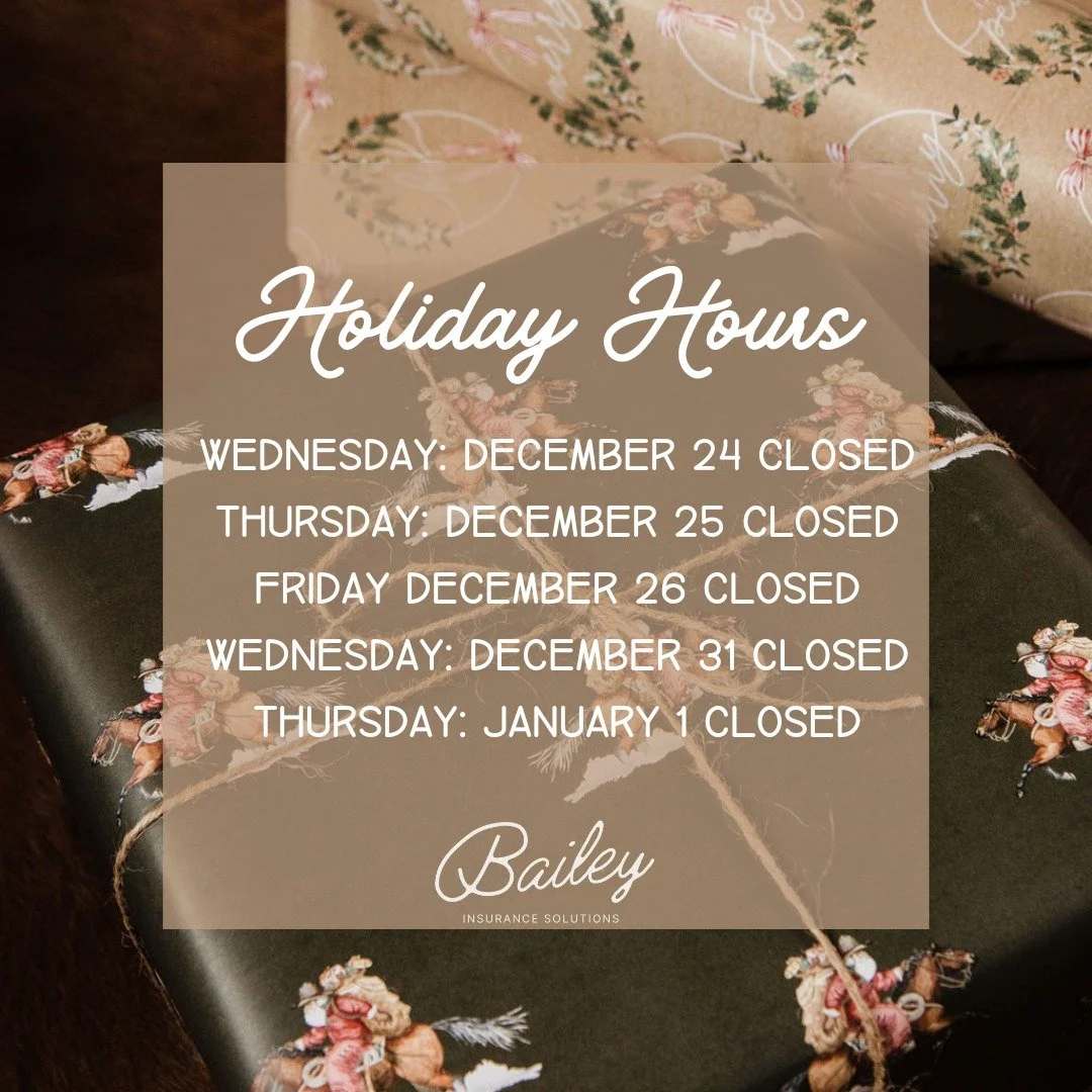 Here's a look at our holiday hours for the remainder of the year. After today, we will be closed the rest of the week. We will also be closed New Years Eve and New Years Day of next week to spend time with family. 🎄
