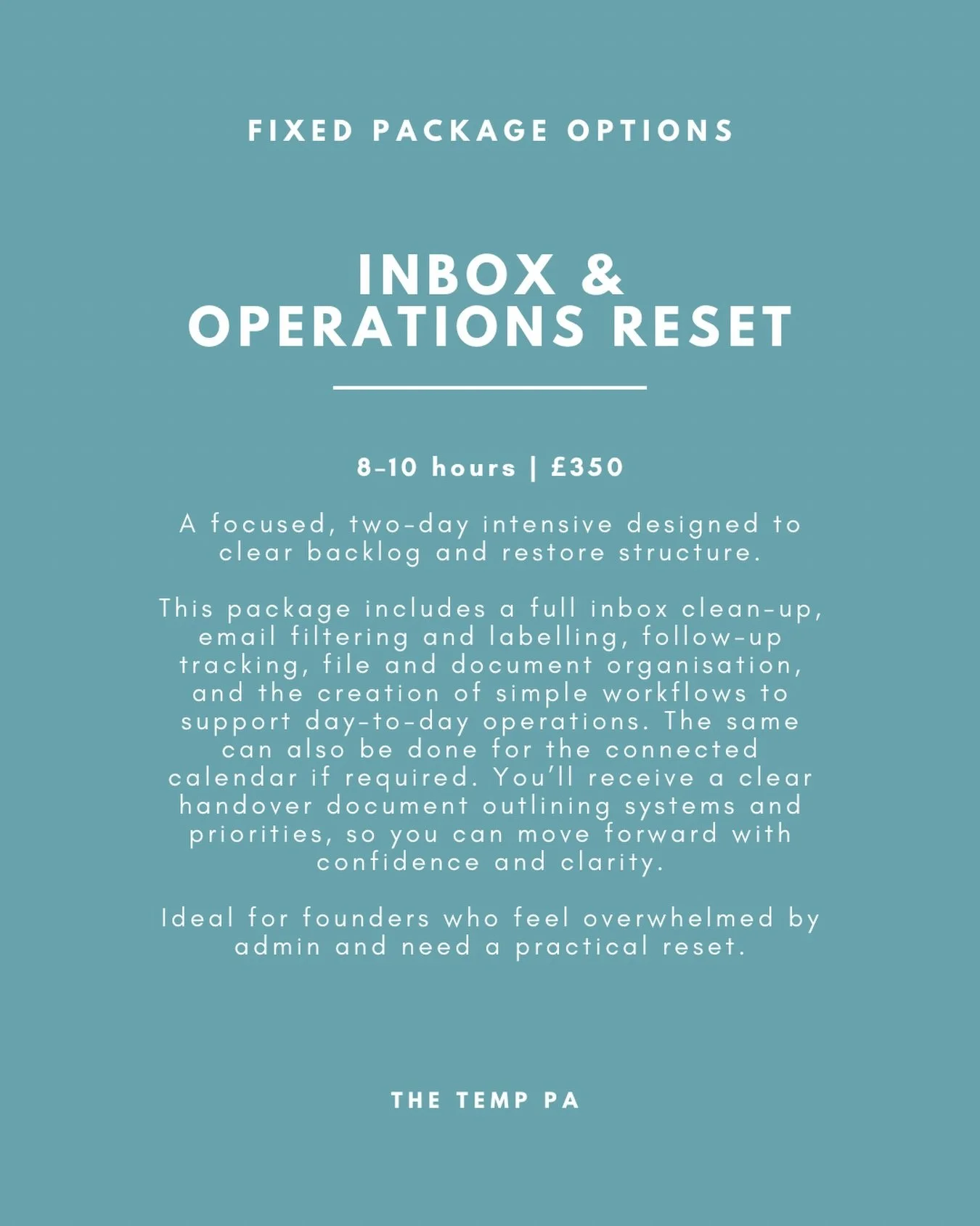 Inbox &amp; Operations Reset! Clear packages to suit your needs and your budget 🙌🏼