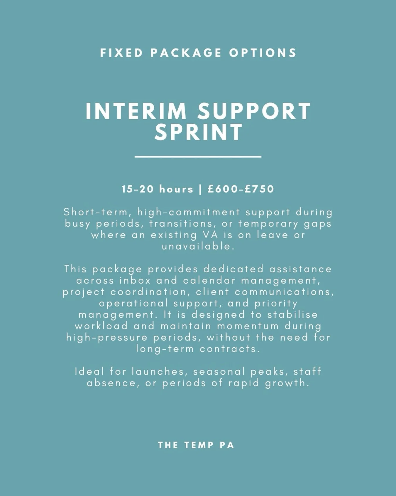Interim Support Sprint! Simple packages that make hiring a Virtual Assistant ✨