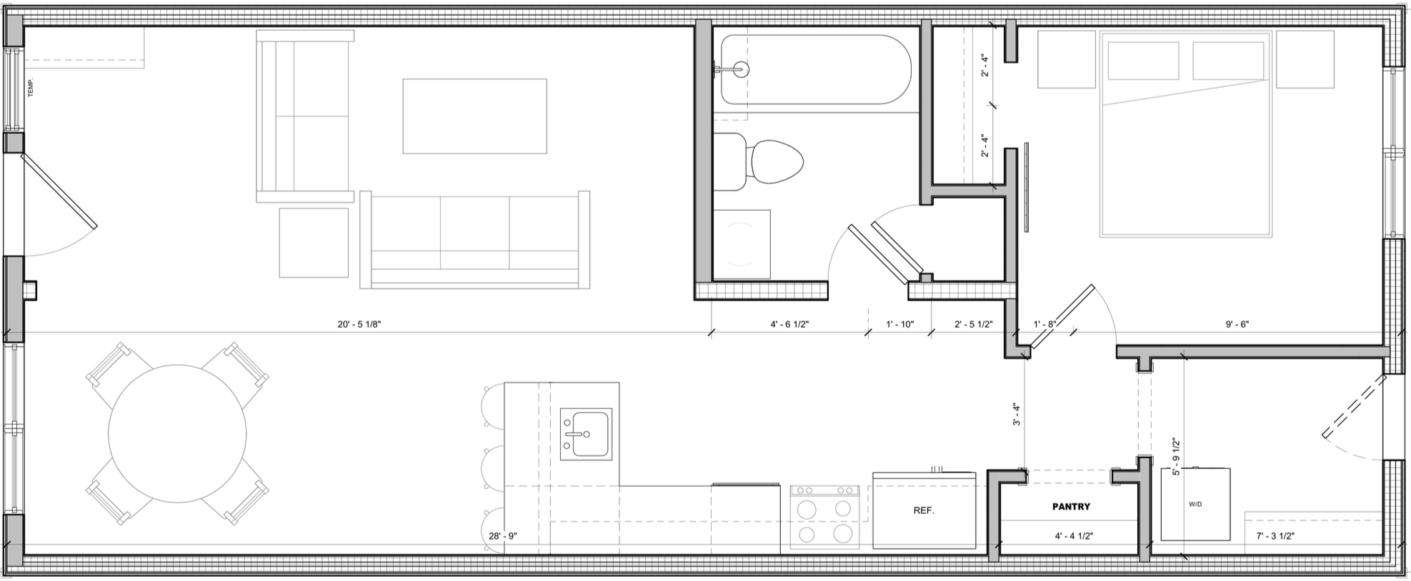 1 Bedroom - 640 Sq Ft
