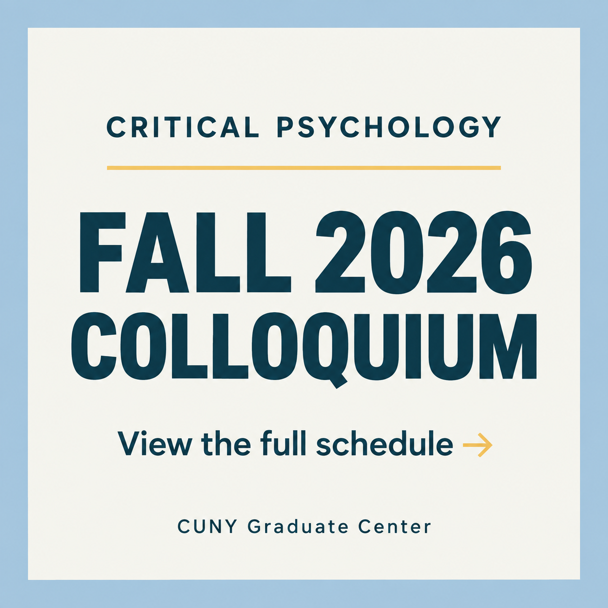 Colloquium Schedule Fall 2026 