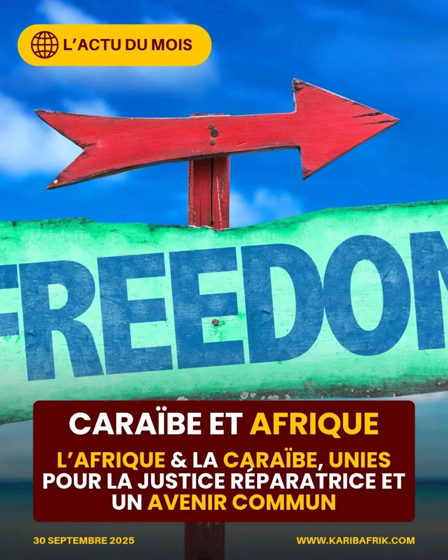 🌍 Afrique &amp; Cara&iuml;be : justice r&eacute;paratrice et avenir commun

Afrique et Cara&iuml;be unies ! Les 6 et 7 septembre 2025, le sommet Afrique-CARICOM a plac&eacute; la justice r&eacute;paratrice, la sant&eacute;, le commerce et la culture