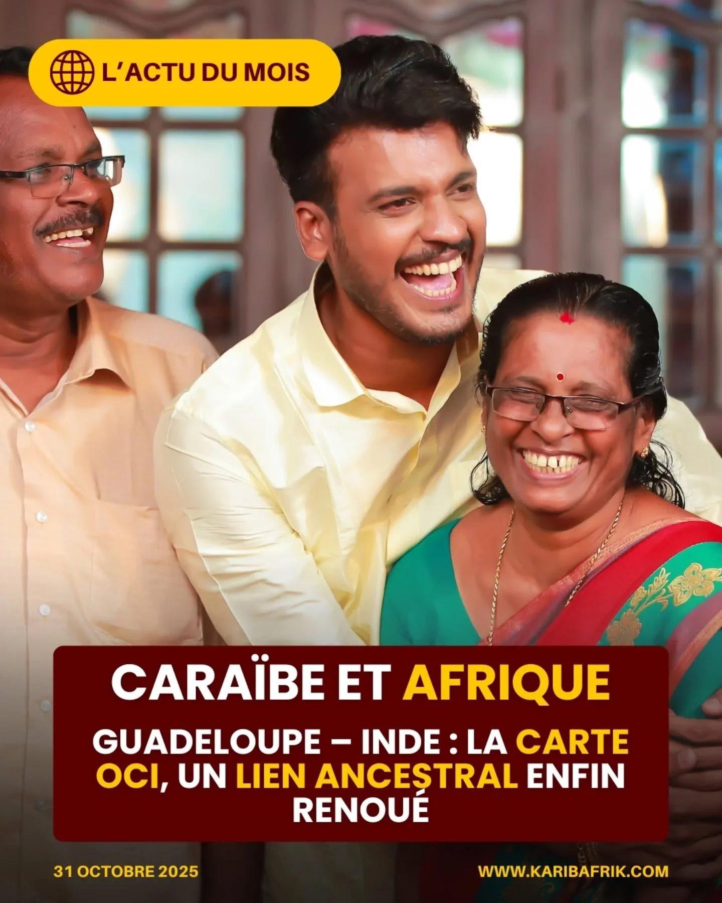 🌴🇮🇳 Guadeloupe : 

Les premi&egrave;res cartes OCI (Overseas Citizen of India) ont &eacute;t&eacute; d&eacute;livr&eacute;es en Guadeloupe, une reconnaissance historique pour la communaut&eacute; indo-guadeloup&eacute;enne.

Apr&egrave;s 40 ans de