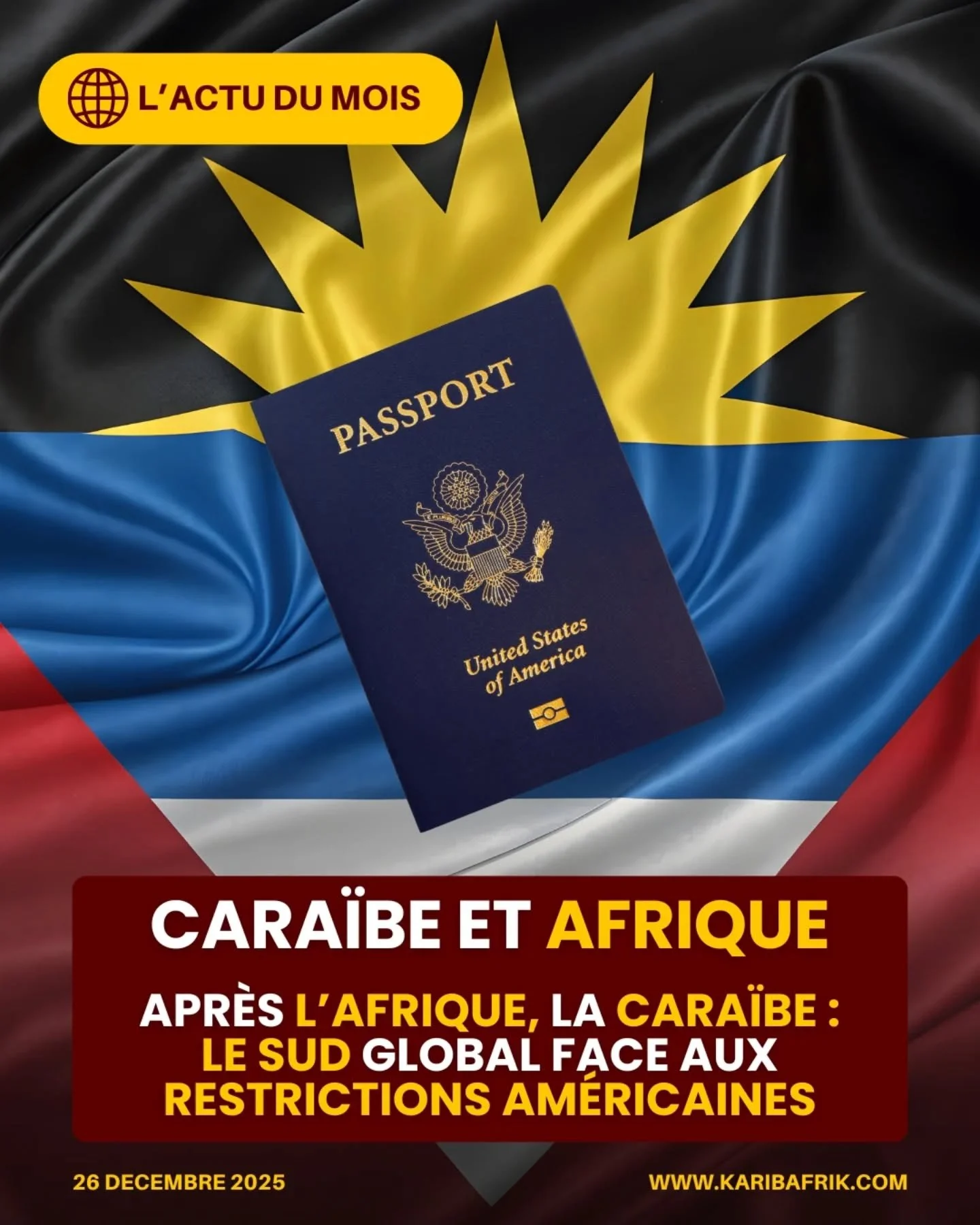 ☀️🌴 Visa USA / Cara&iuml;be

&Agrave; partir du 1er janvier 2026, les ressortissants d&rsquo;Antigua-et-Barbuda 🇦🇬 et de la Dominique 🇩🇲 pourraient ne plus obtenir plusieurs visas am&eacute;ricains (tourisme, &eacute;tudes, affaires).

Washingto