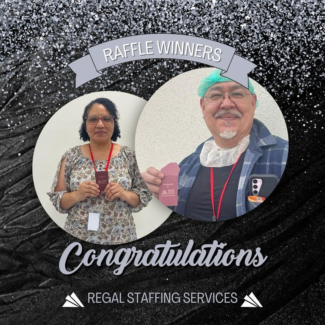 Congrats to the winners of our raffle drawings for our dedicated individuals that go above and beyond in the work place! Employees like this don&rsquo;t go unnoticed by Regal.
