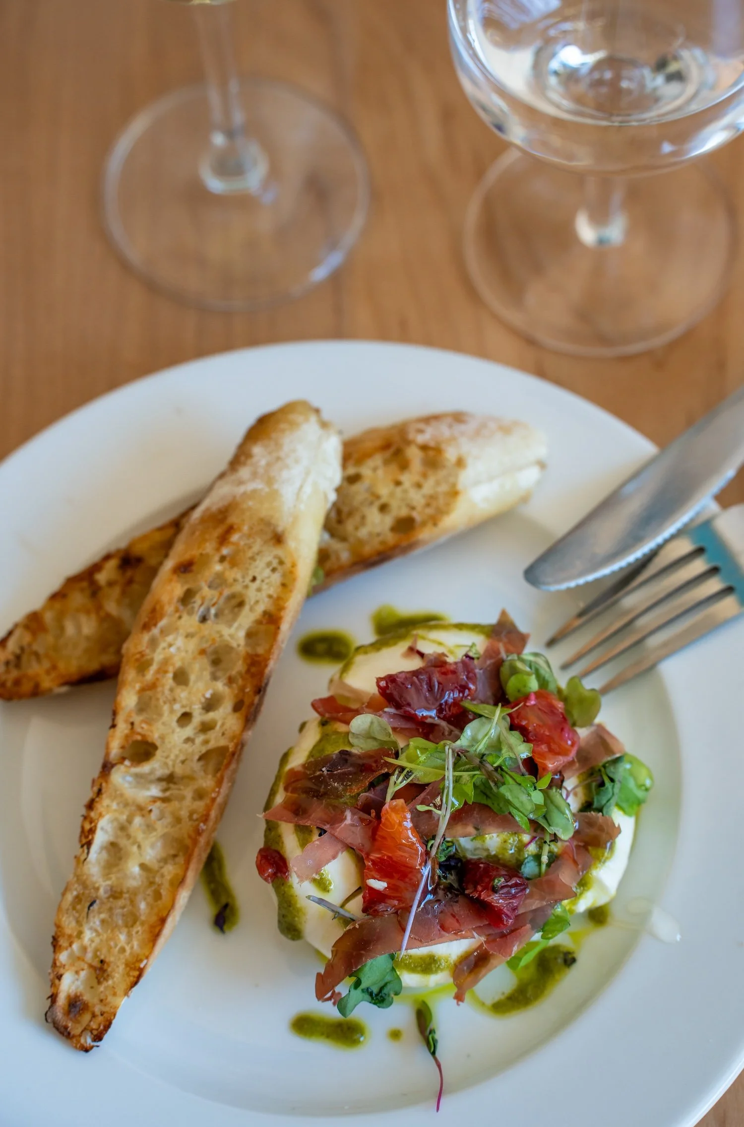 Pesto Burrata with Grilled Bread photo credit Greg Olech.jpg