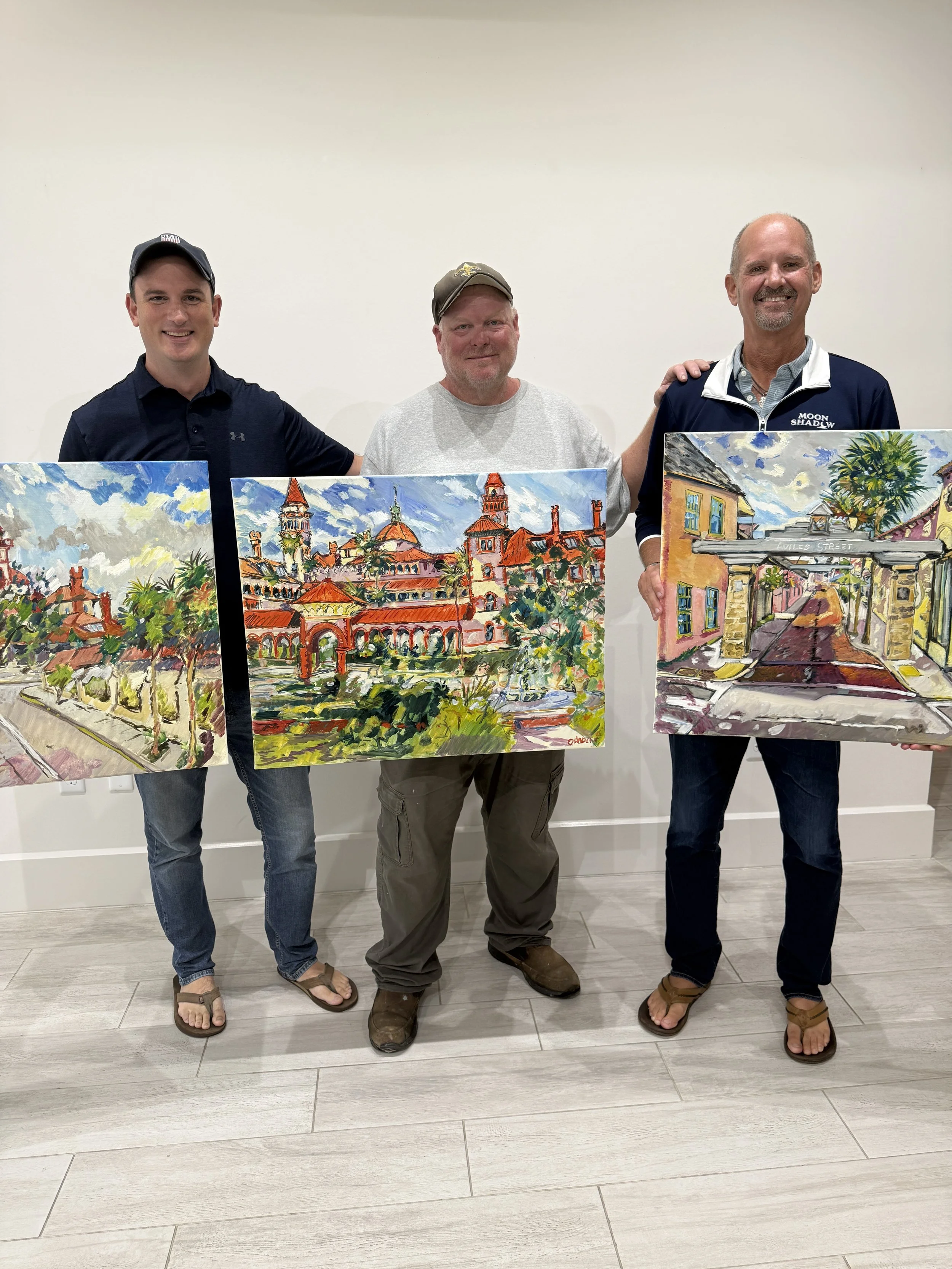 Stephen Hutson, VP of Operations for La Casa Studios, Artist Obadiah %22Obie%22 Hunter, and Gary McGeddy, owner of La Casa Studios.JPG