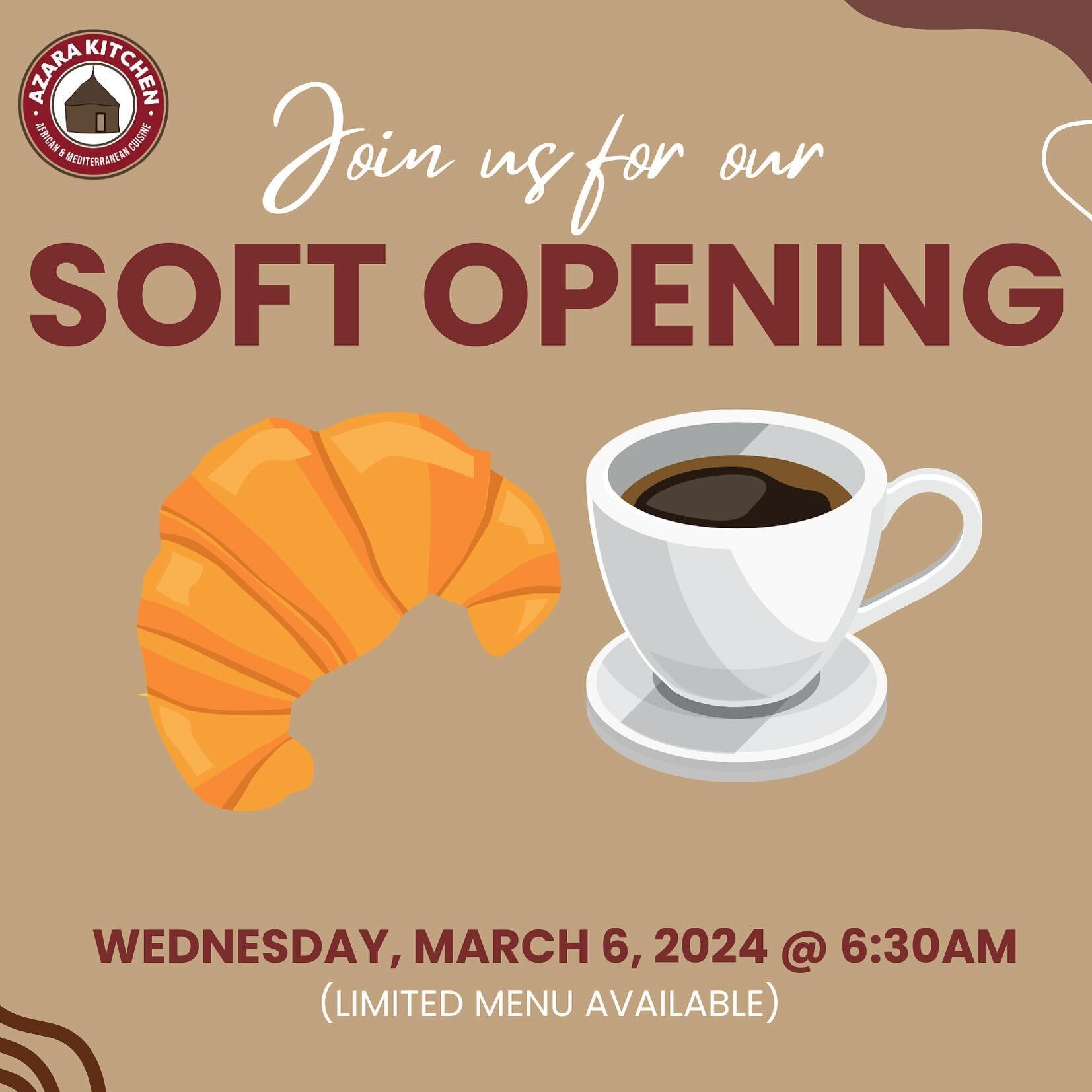 Join us on Wednesday, March 6th at 6:30 am as we preview select dishes from our upcoming menu along with specialty hot and cold drinks. Stop by 348 Lenox Ave. New York, NY 10027

#harlemrestaurant
#africancuisine
#mediterrancuisine
#softopening
#latt