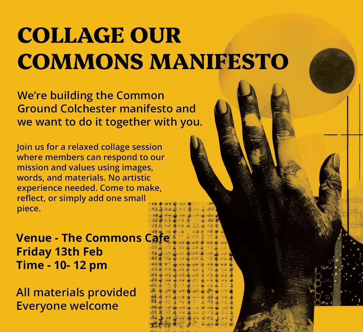 Collage our Common Ground Colchester Manifesto