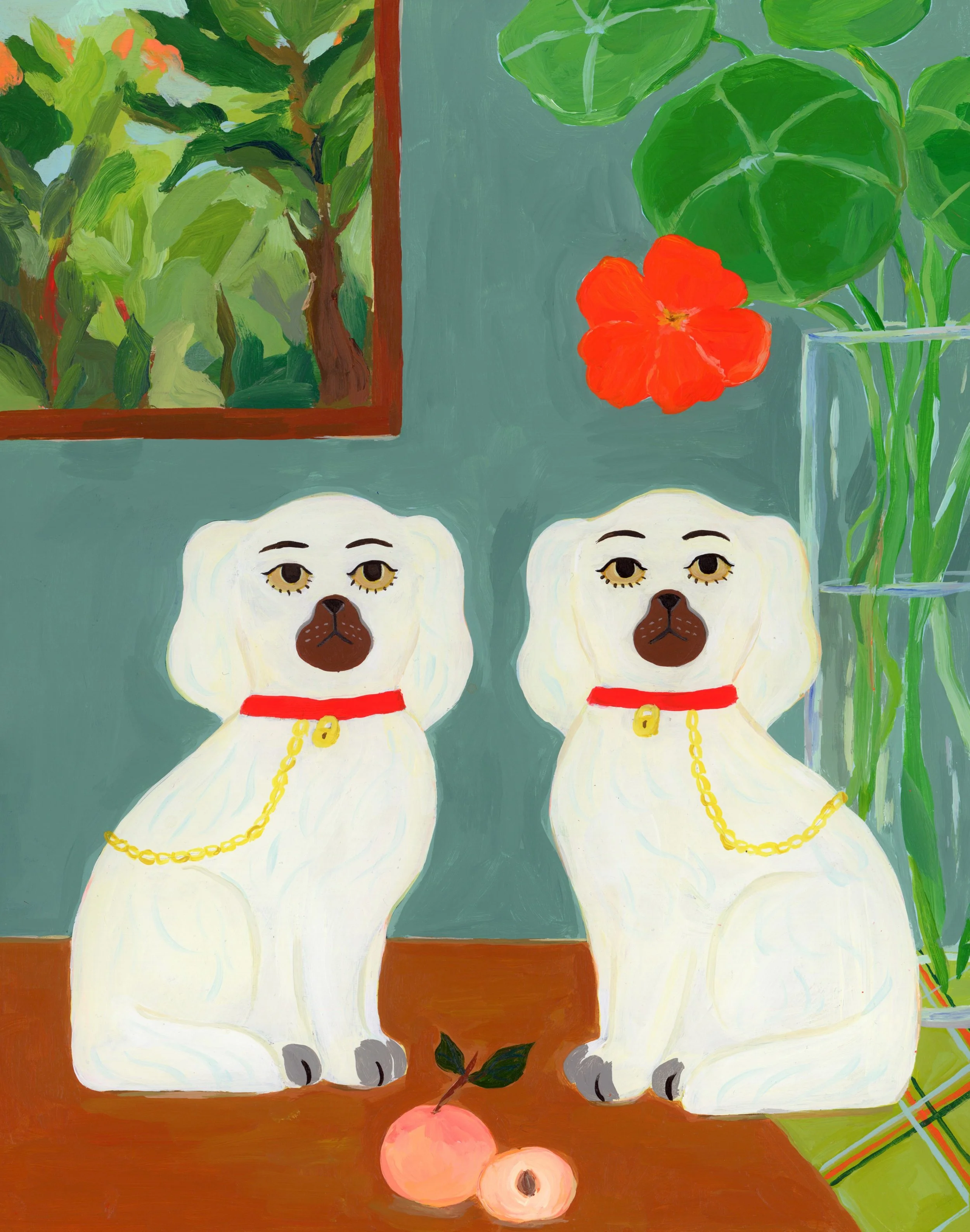 still life staffordshire dogs 