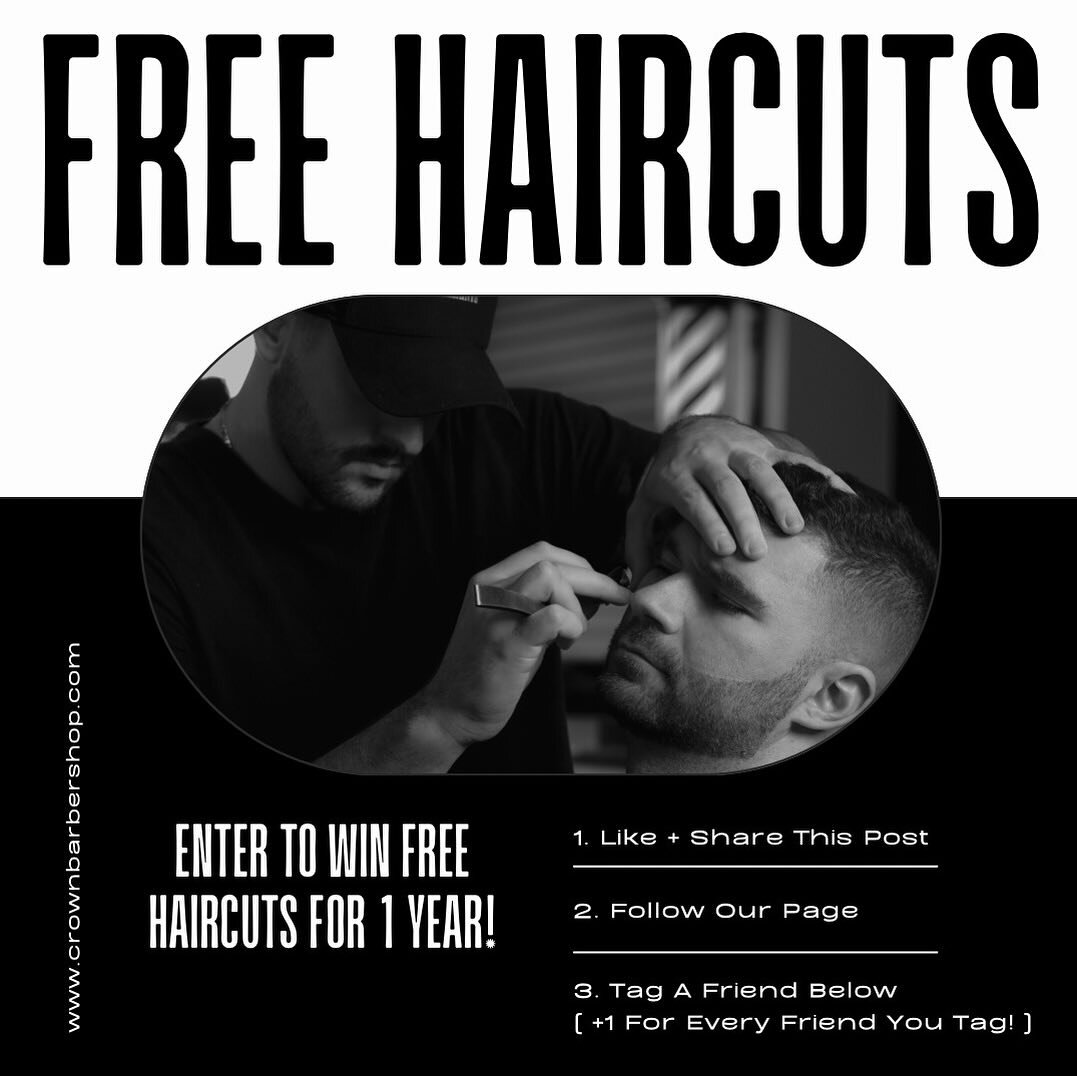 * FREE HAIRCUT CONTEST! *

Since our grand opening we&rsquo;ve had nothing but support from all of you and we couldn&rsquo;t be more grateful. For that, we decided to do something to give back.. FREE HAIRCUTS FOR 1 YEAR! Anyone can enter this contest
