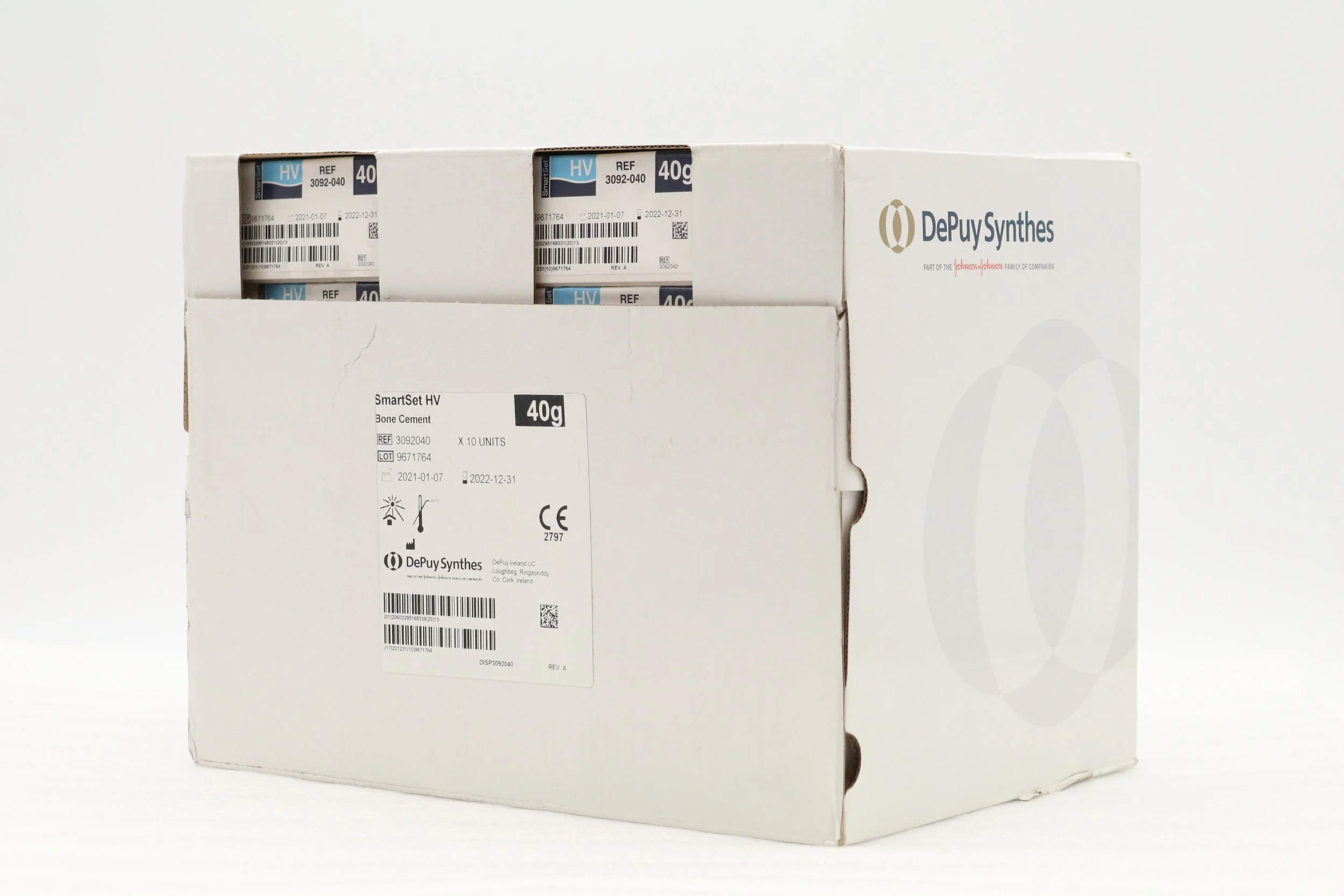 DePuy | 3092040 | EXPIRED | CASE OF 10 | SmartSet Bone Cement - SmartSet HV Bone Cement, 40G, High-Viscosity - 3092-040