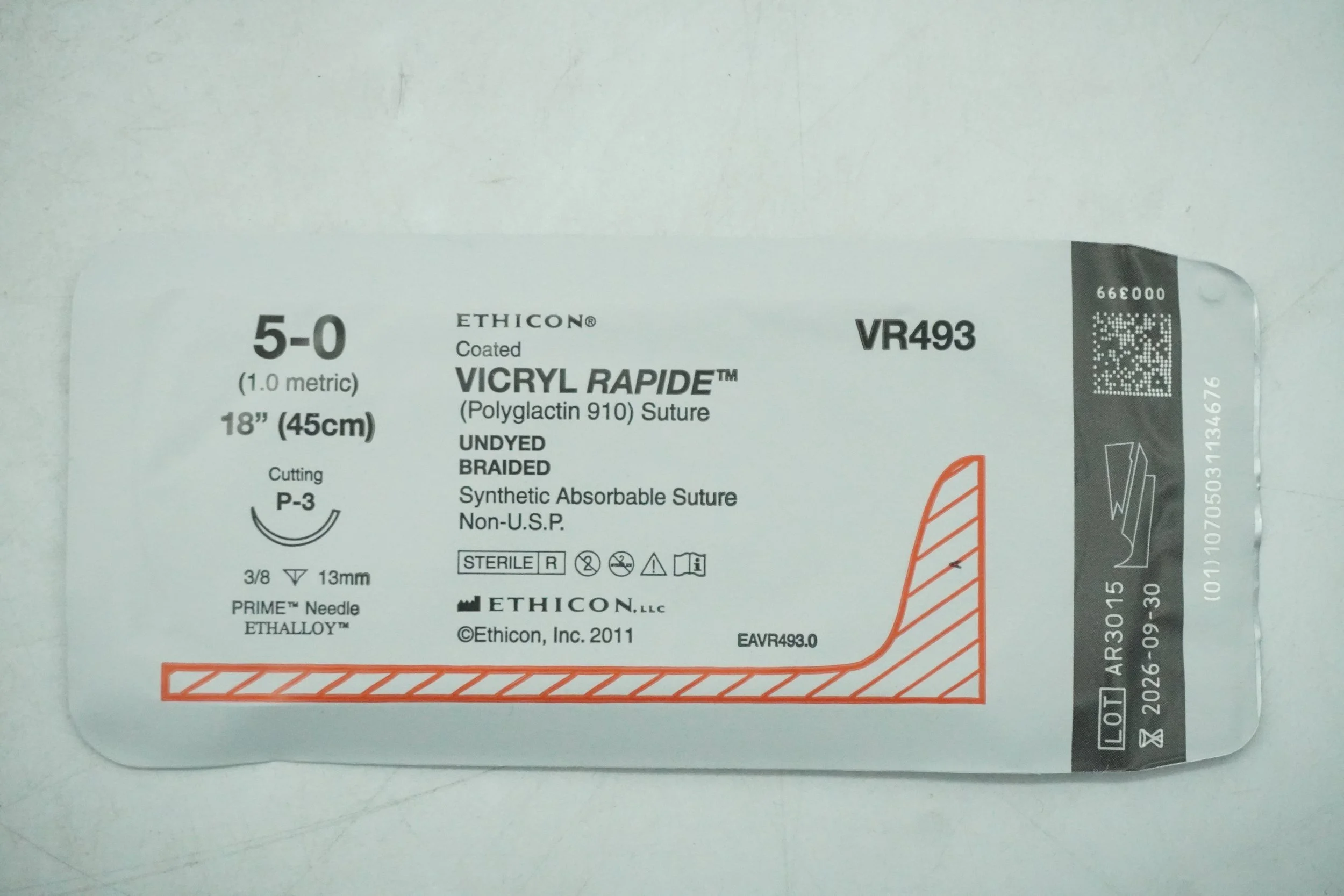 ETHICON | VR493 | INDATE | EACHES | Coated VICYL RAPIDE Polyglactin 910 Suture  5-0 18"