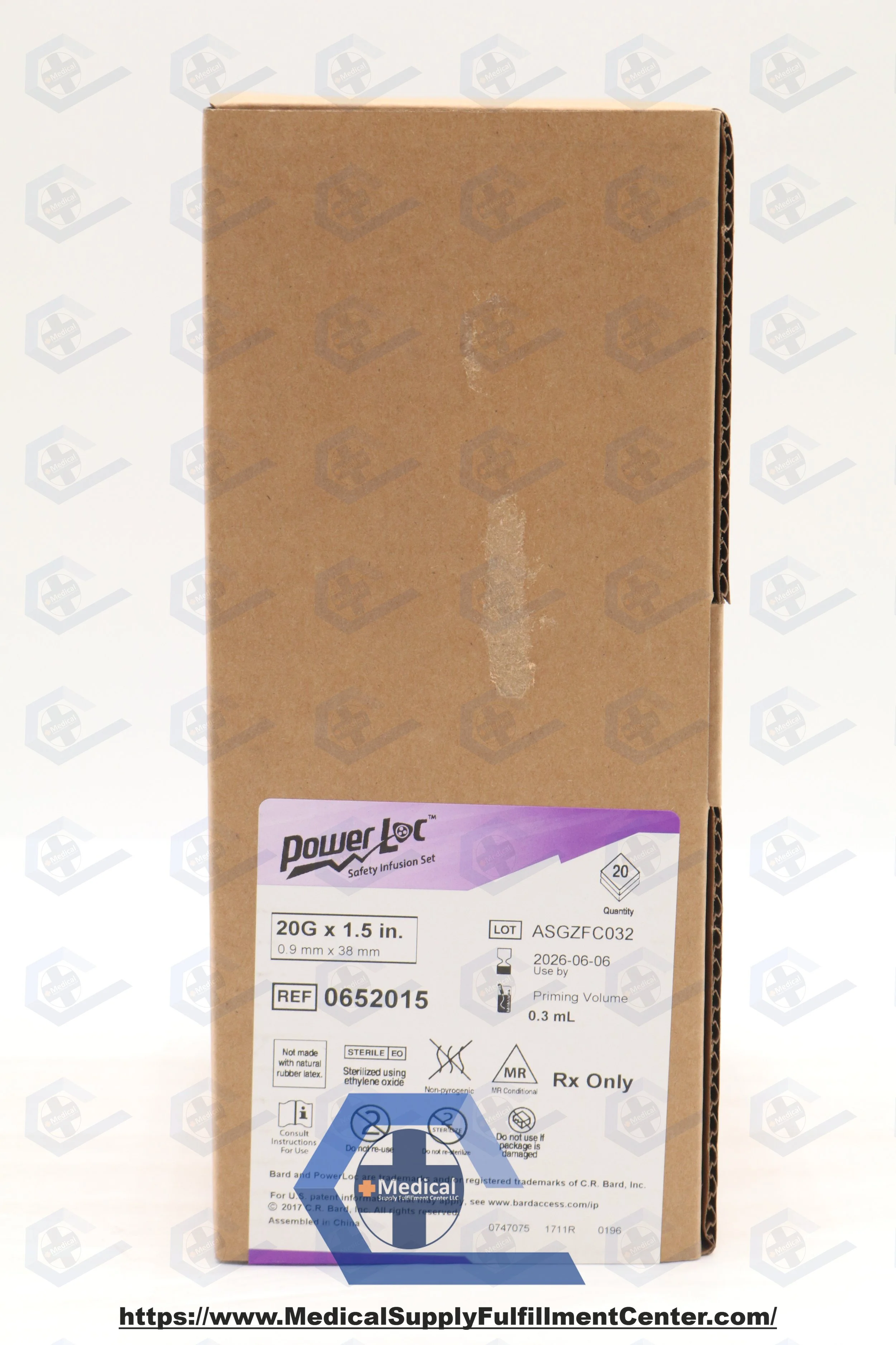 Bard | 0652015 | IN-DATE | CASE OF 20 | PowerLoc Safety Infusion Set without Y-injection Site, 20 Gauge x 1.5"