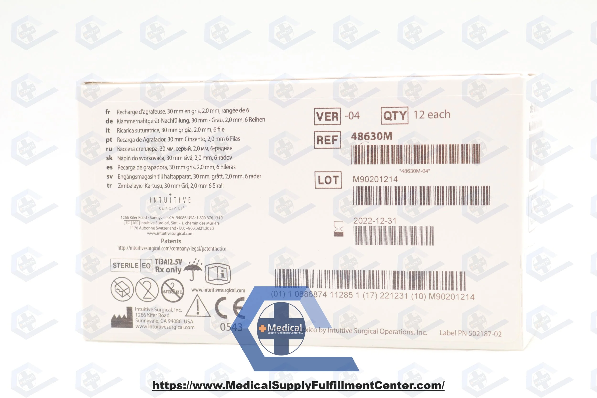 Intuitive Surgical | 48630M | EXPIRED | BOX OF 12 | Da Vinci EndoWrist Stapler 30 Reload 30mm 6-Row