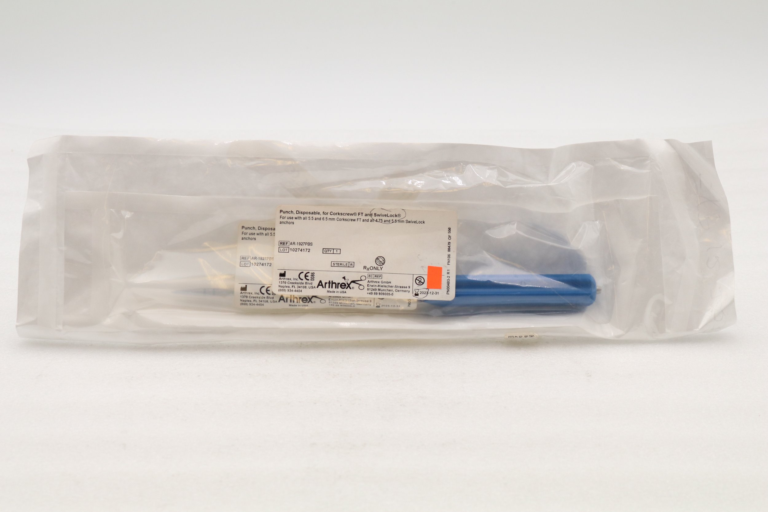 Arthrex | AR-1927PBS | EXPIRED | EACHES | Disposable Punch for Corkscrew FT and SwiveLock