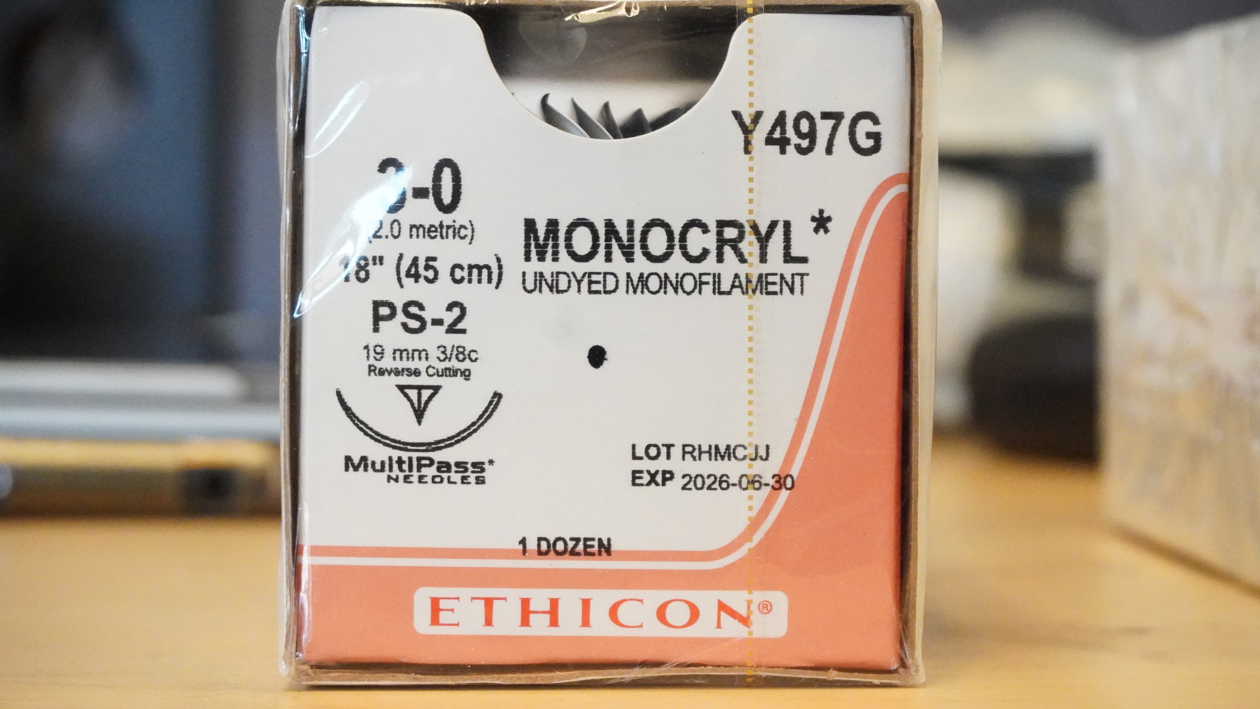 ETHICON | Y497G | BOX OF 12 | Monocryl UNDYED Monofilament 3-0 18"