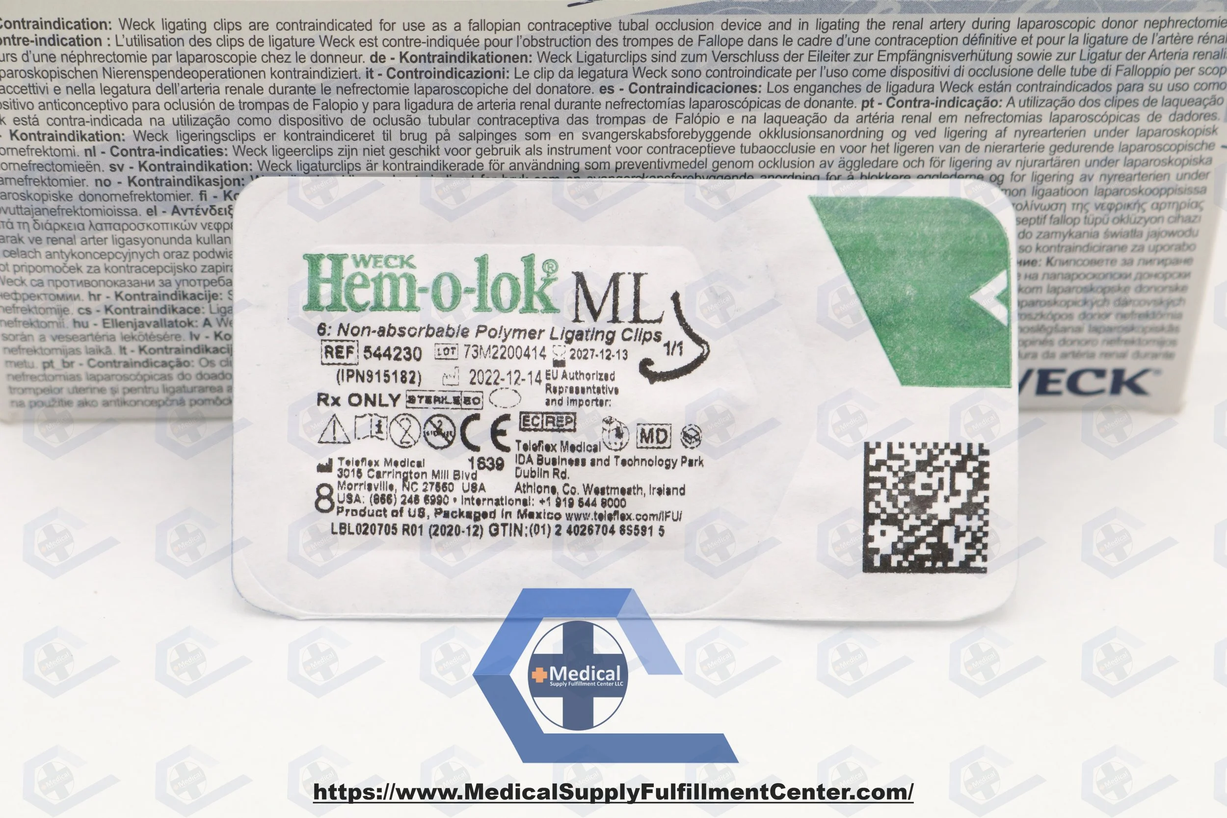 Teleflex | 544230 | IN-DATE | EACHES | Weck Hem-O-Lok Polymer Ligating Clip Medium Large Sterile