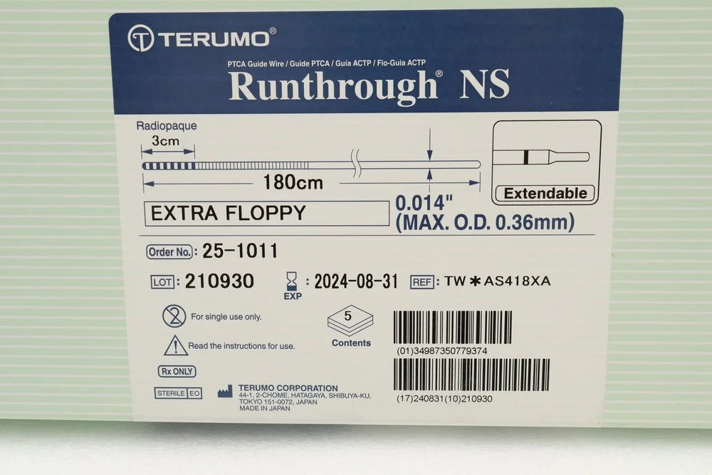 TERUMO | 25-1011 | EXPIRED | BOX OF 5 | RUNTHROUGH NS 180CM EXTRA FLOPPY Coronary Guidewire, shapeable tip, 0.014, 180cm, Floppy tip type