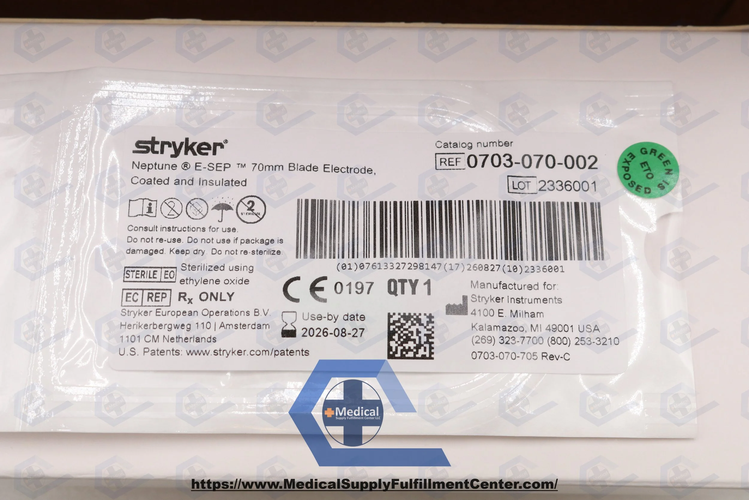 STRYKER | 0703-070-002 | IN-DATE | EACHES | Neptune E-SEP 70mm Blade Electrode, Coated & Insulated